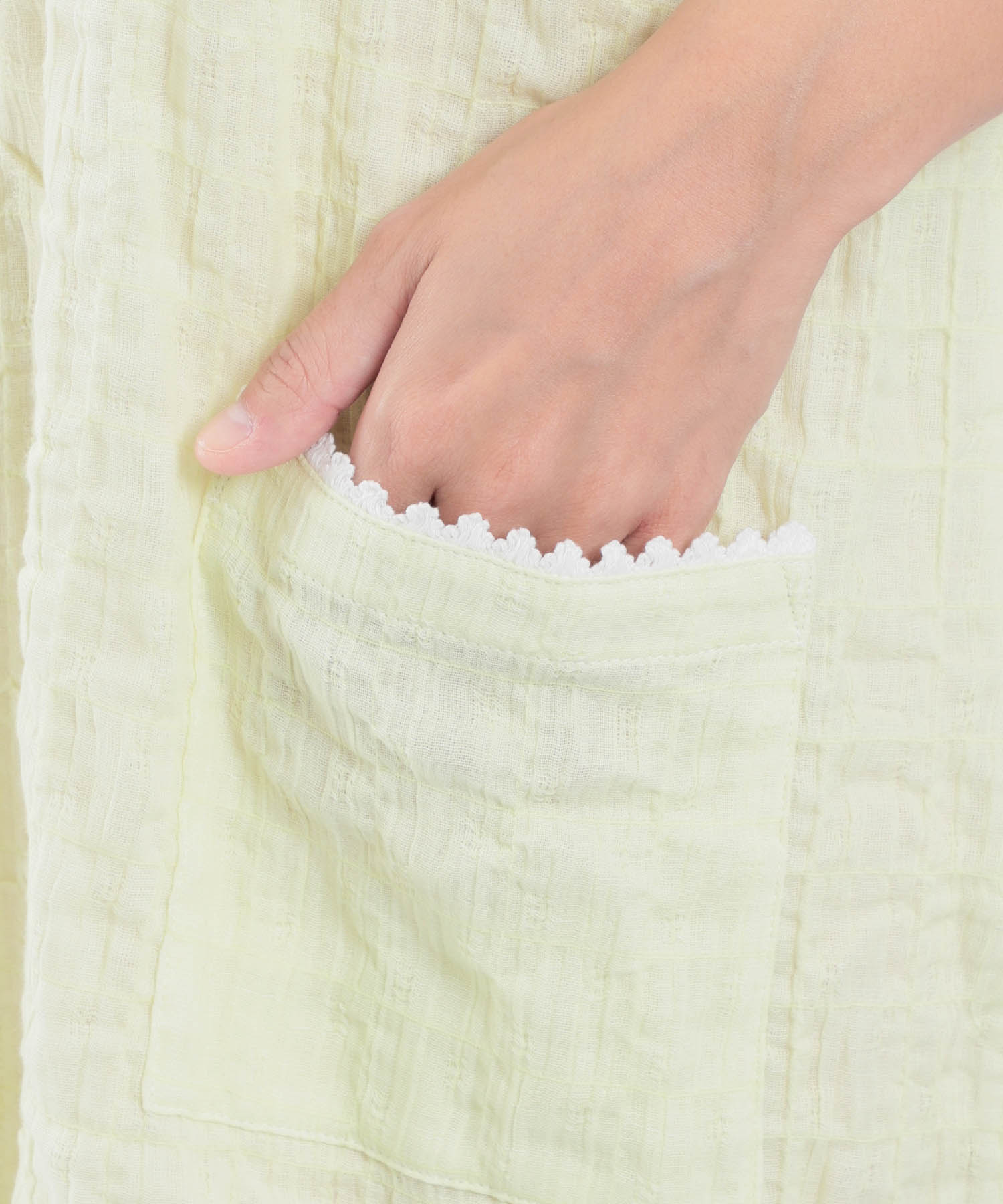 シャーリングガーゼ表面ジャガードワンピース_パジャマ&ルームウェア-ワンピース・ネグリジェ_グリーン_6