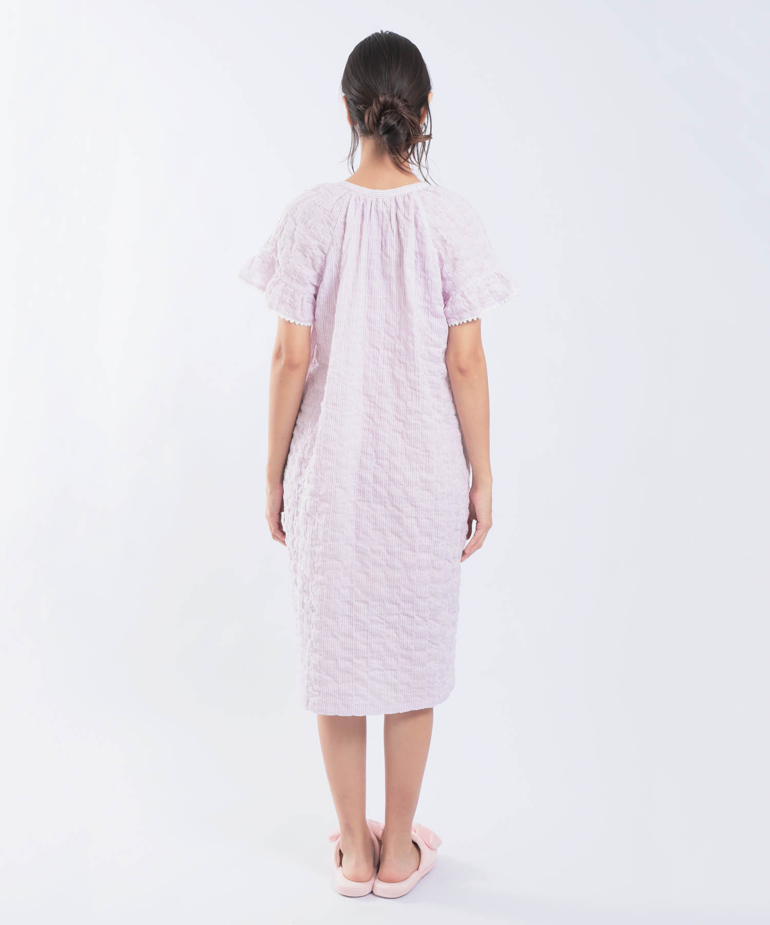 シャーリングガーゼ表面ジャガードワンピース_パジャマ&ルームウェア-ワンピース・ネグリジェ_パープル_8