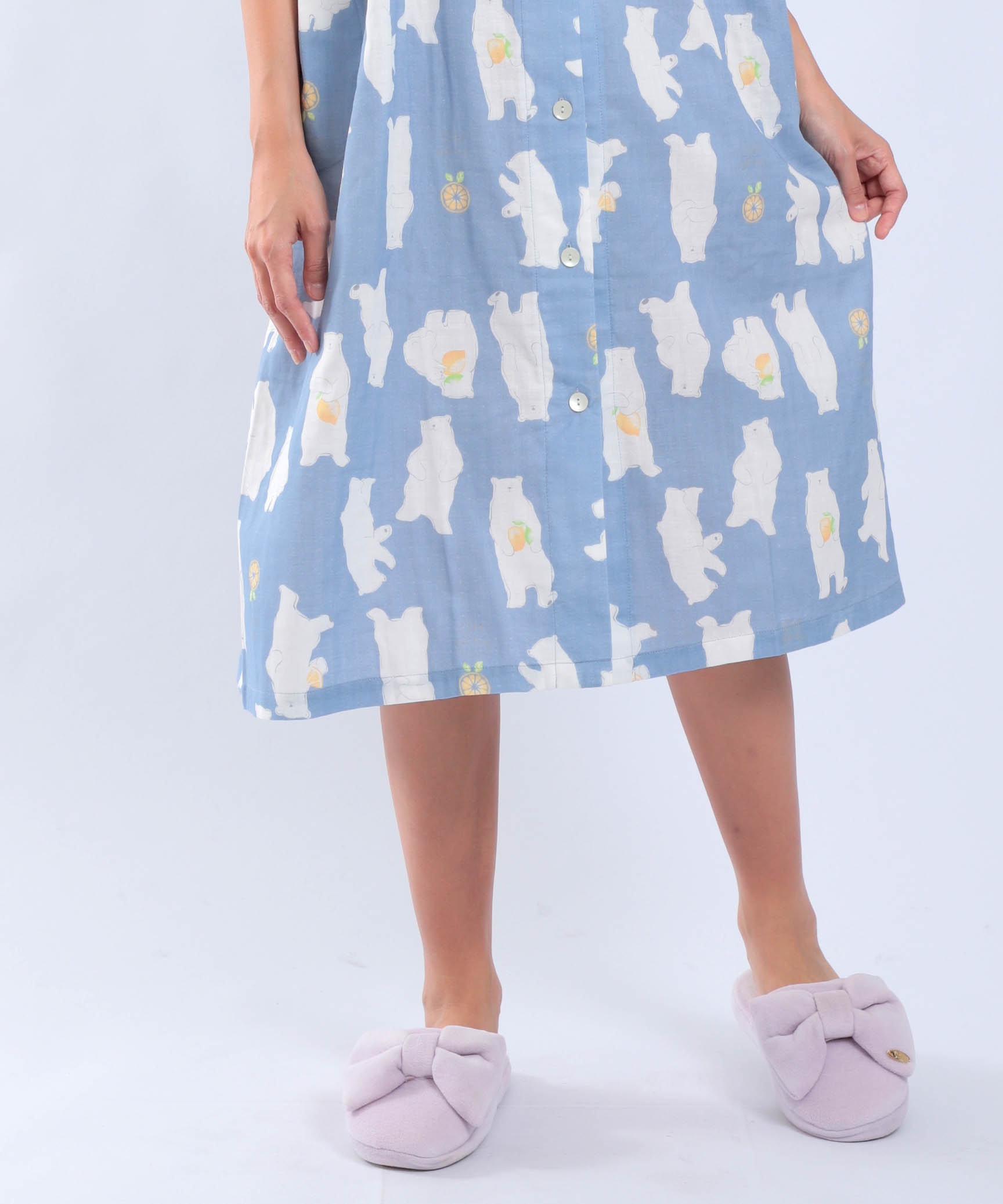 ダブルガーゼ食いしん坊ベアワンピース_パジャマ&ルームウェア-ワンピース・ネグリジェ_ネイビー_5