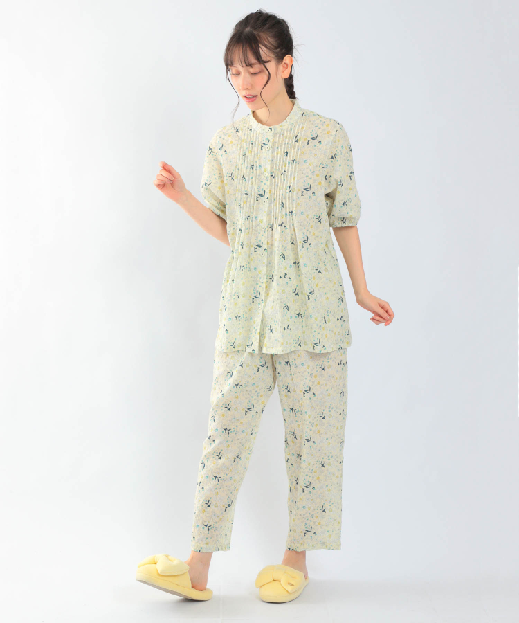 高島ちぢみフラワータックパジャマ