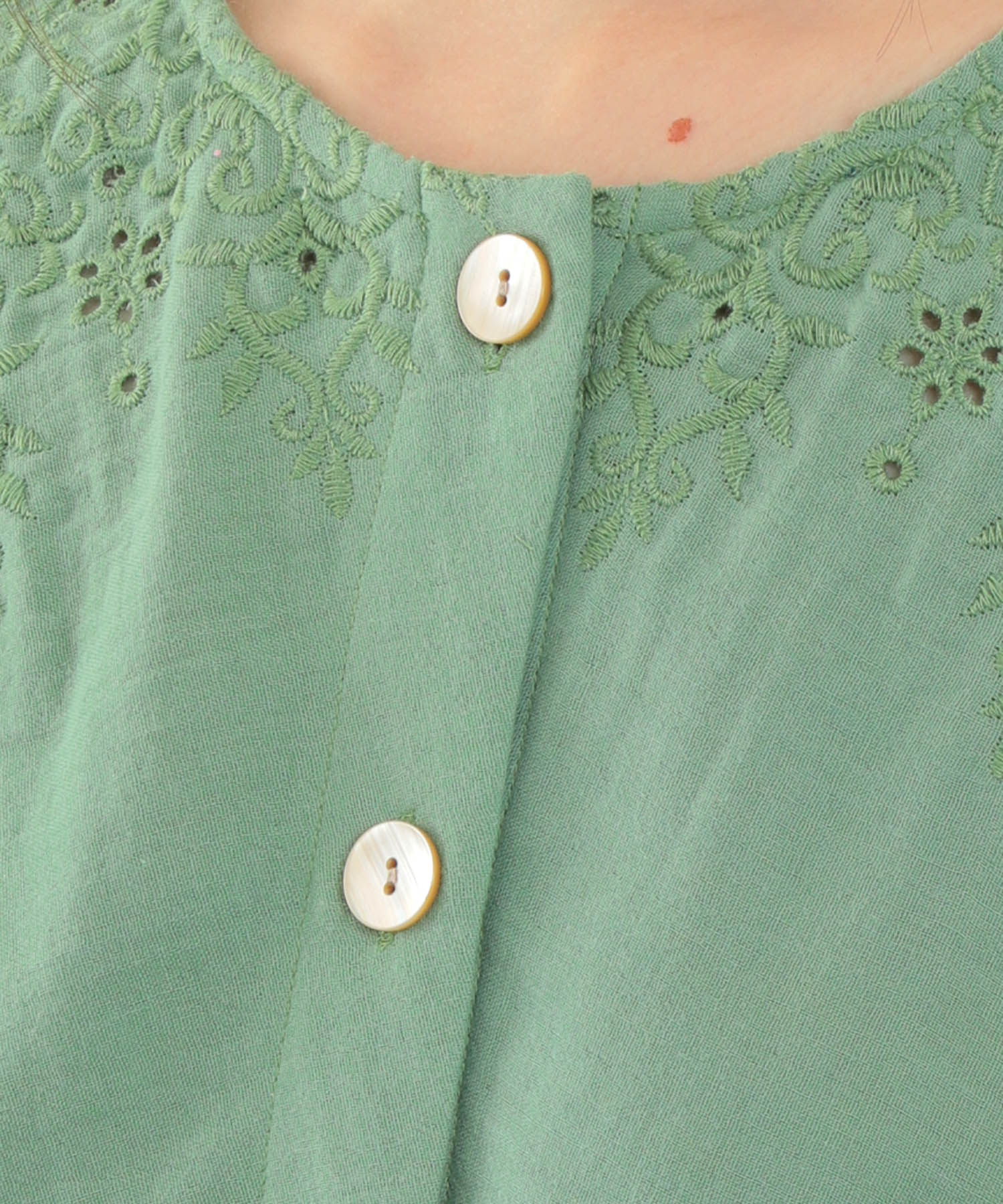 ダブルガーゼ刺繍セットアップ_パジャマ&ルームウェア-セットアップ_グリーン_4