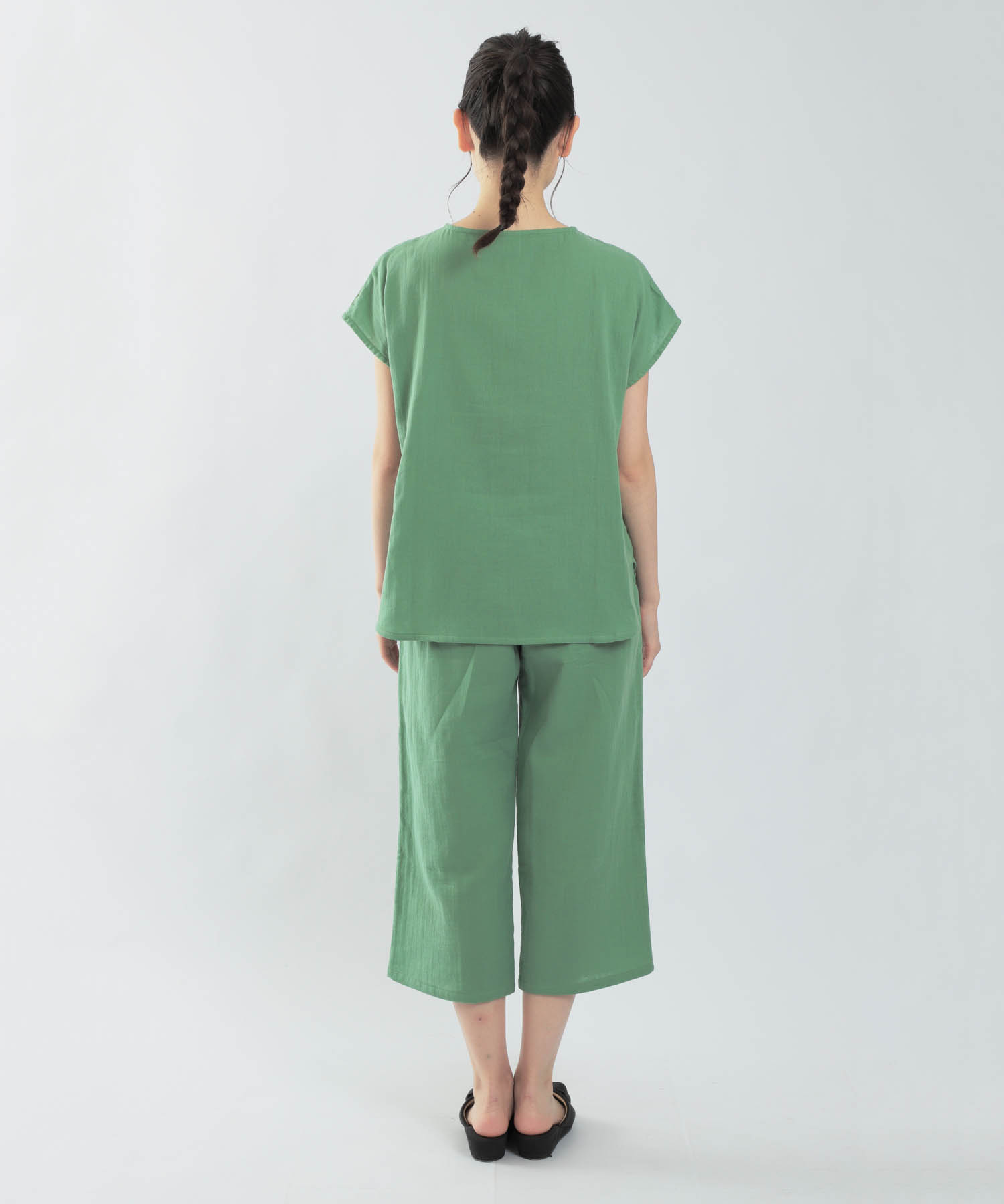 ダブルガーゼ刺繍セットアップ_パジャマ&ルームウェア-セットアップ_グリーン_7