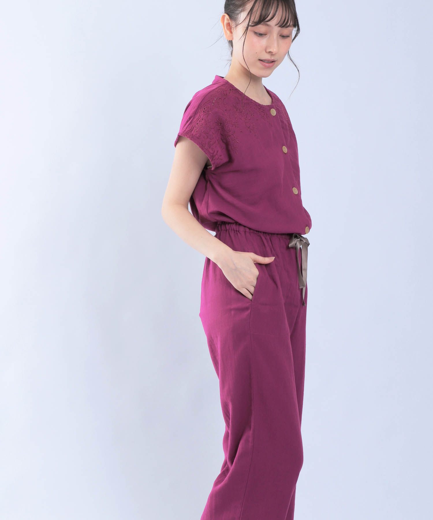 ダブルガーゼ刺繍セットアップ_パジャマ&ルームウェア-セットアップ_パープル_1