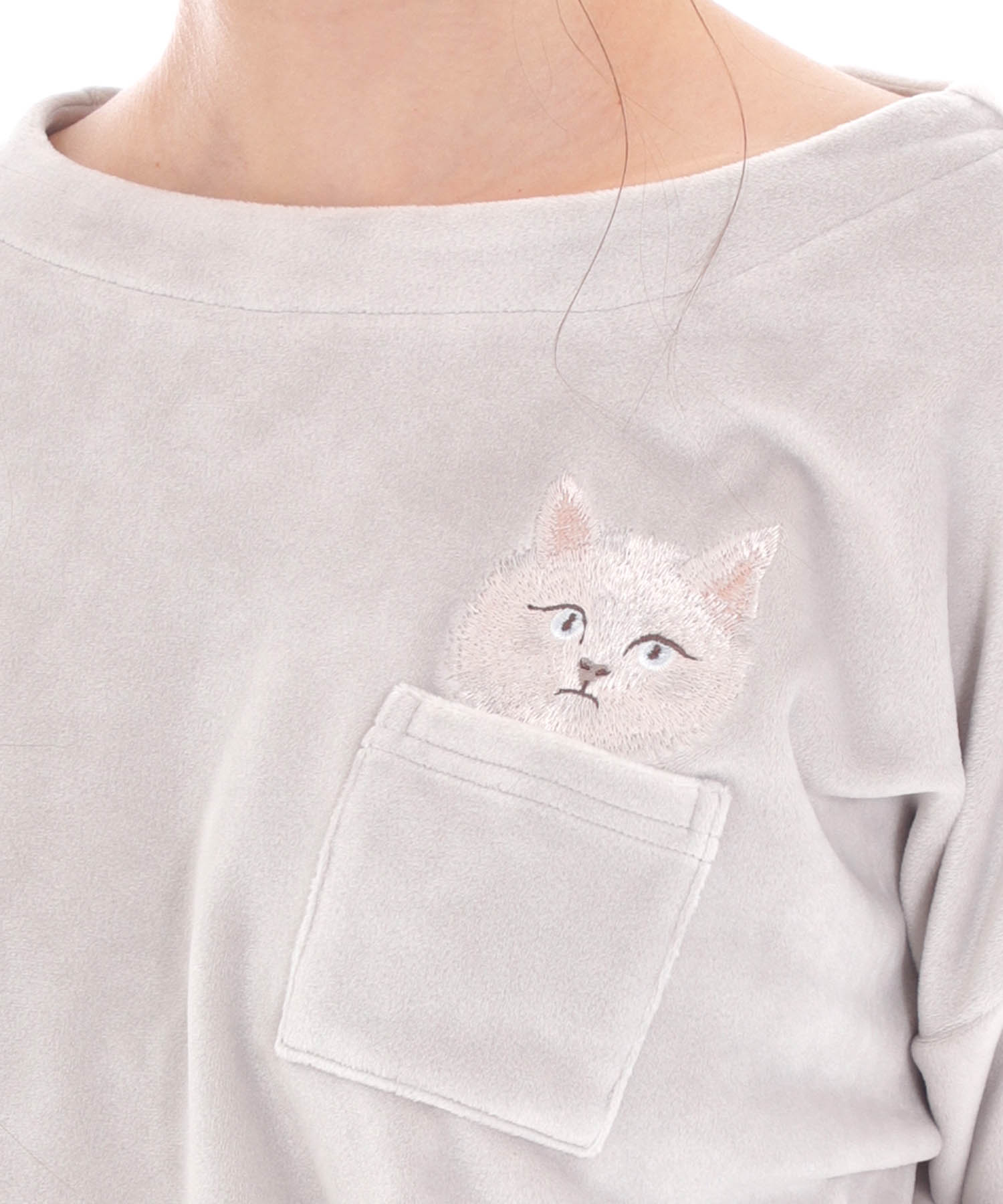 ナルエー 猫刺繍ポケット セットアップ - ルームウェア・パジャマ