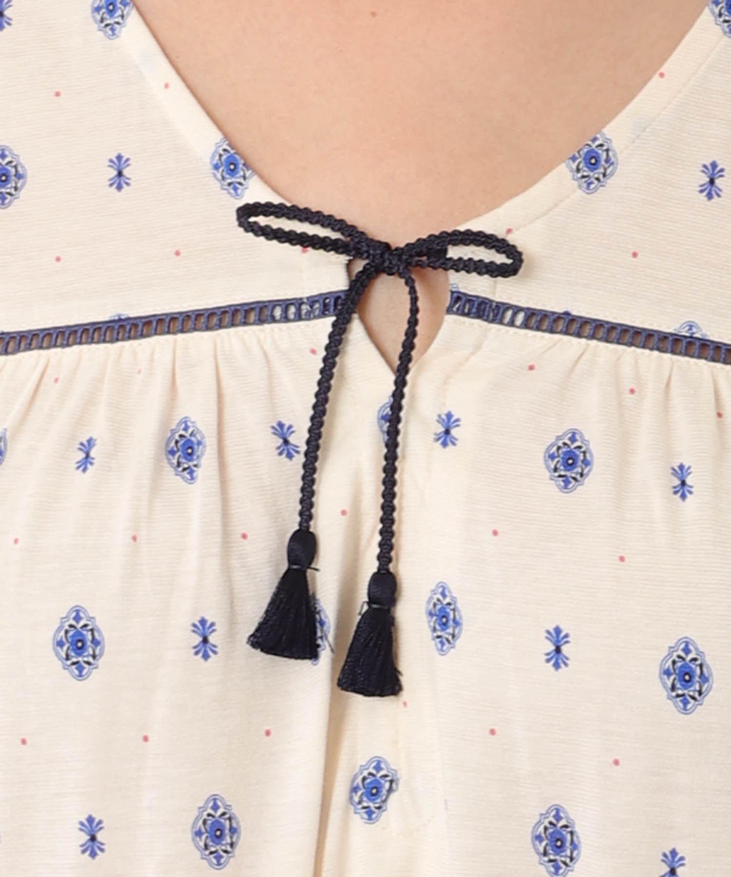 綿テンセル プティークレストワンピース_パジャマ&ルームウェア-ワンピース・ネグリジェ_ホワイト_3