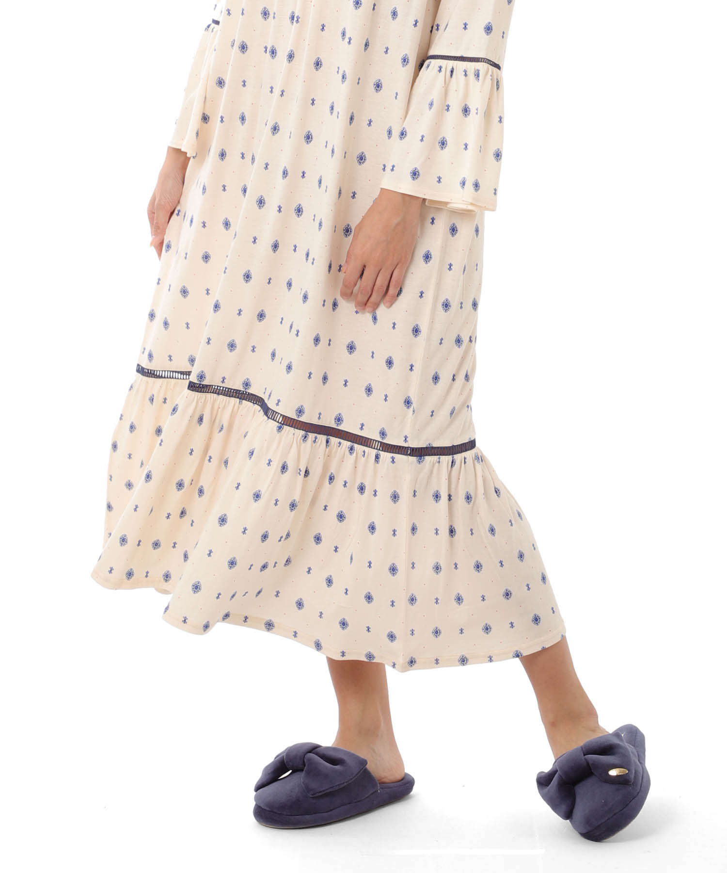 綿テンセル プティークレストワンピース_パジャマ&ルームウェア-ワンピース・ネグリジェ_ホワイト_5