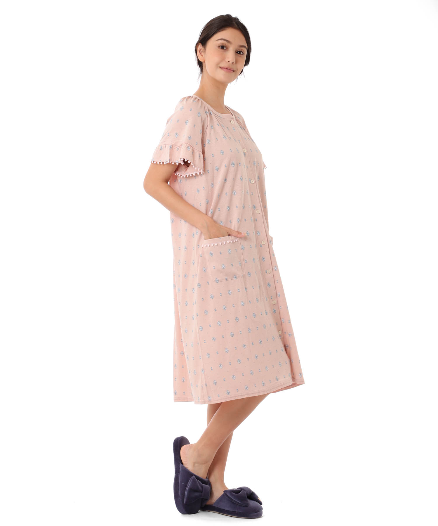 綿テンセル プティークレストルーミー_パジャマ&ルームウェア-ワンピース・ネグリジェ_ピンク_2