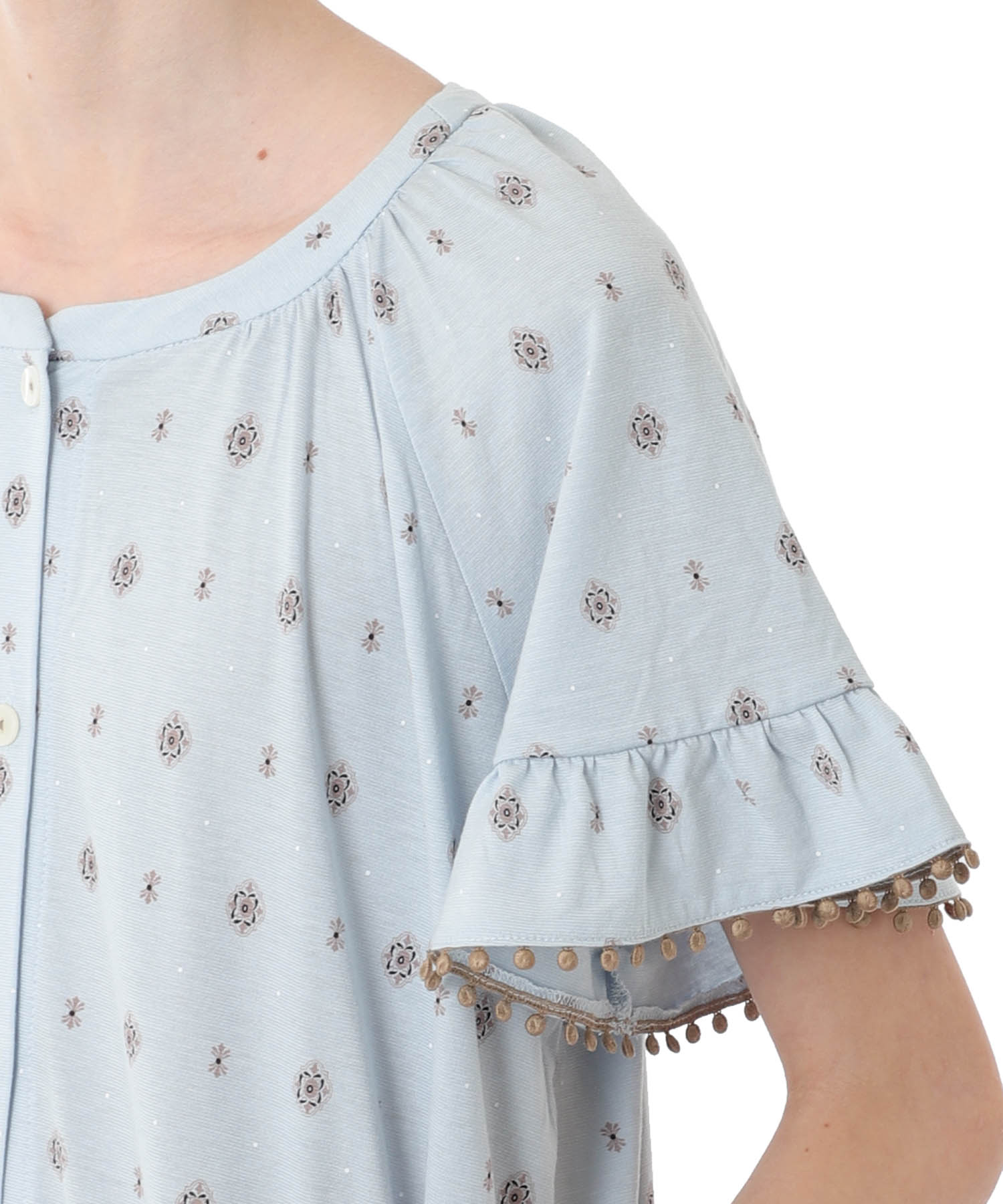 綿テンセル プティークレストルーミー_パジャマ&ルームウェア-ワンピース・ネグリジェ_ブルー_3