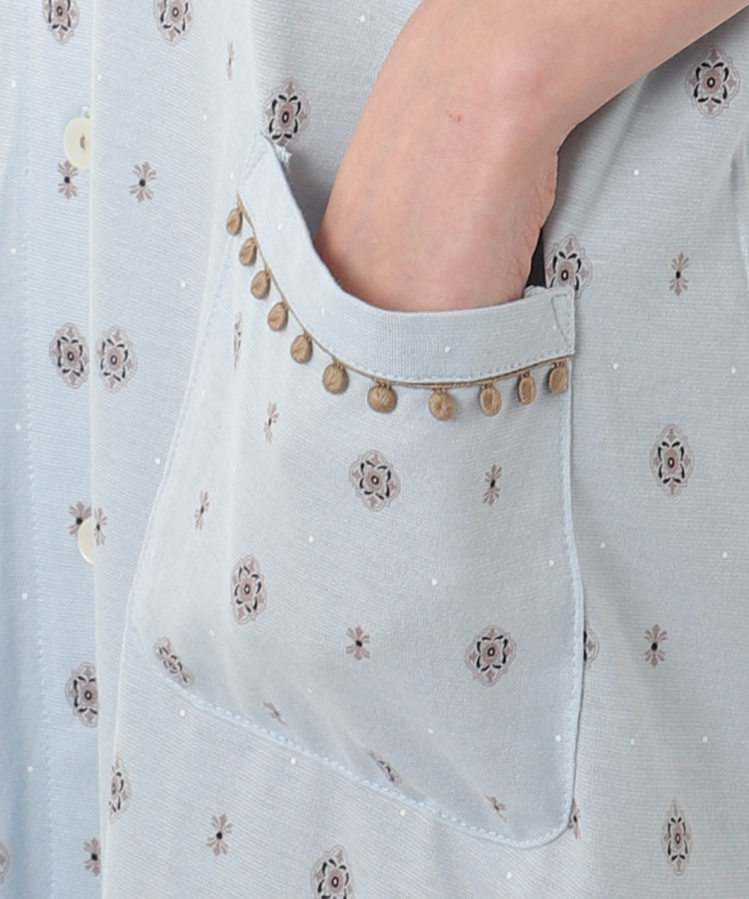 綿テンセル プティークレストルーミー_パジャマ&ルームウェア-ワンピース・ネグリジェ_ブルー_4