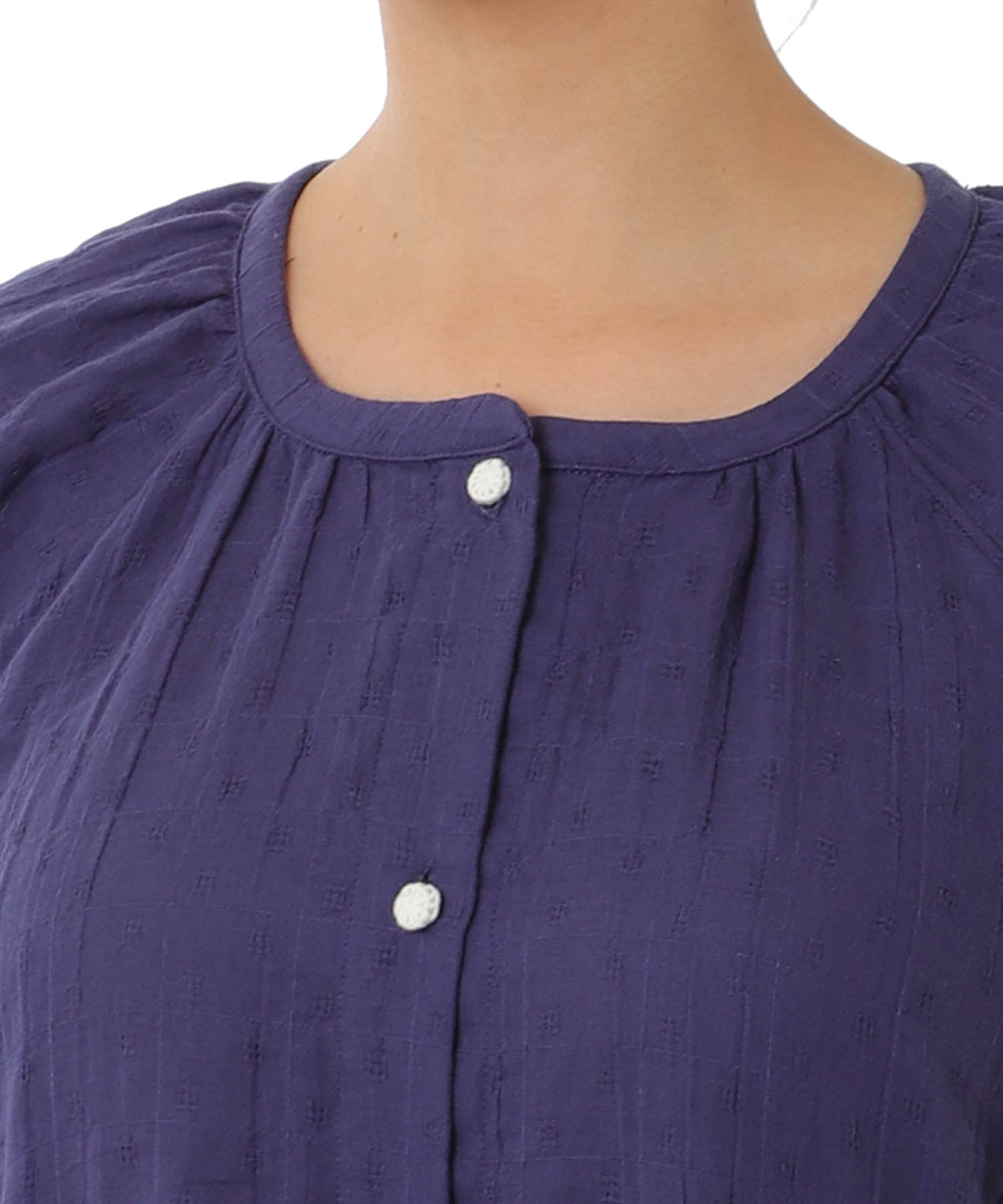 シャーリングガーゼ表ジャカードワンピース_パジャマ&ルームウェア-ワンピース・ネグリジェ_ネイビー_3