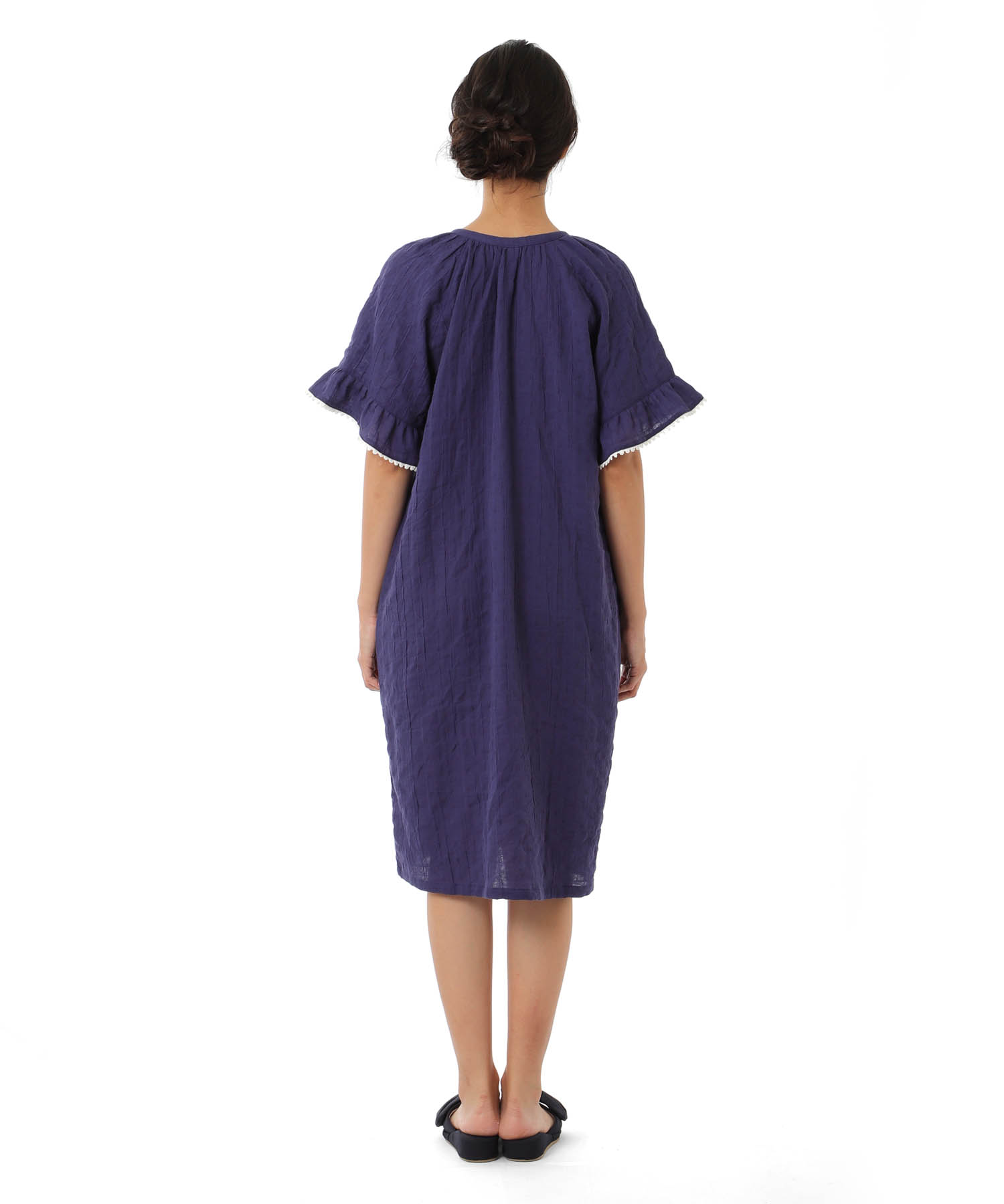 シャーリングガーゼ表ジャカードワンピース_パジャマ&ルームウェア-ワンピース・ネグリジェ_ネイビー_7