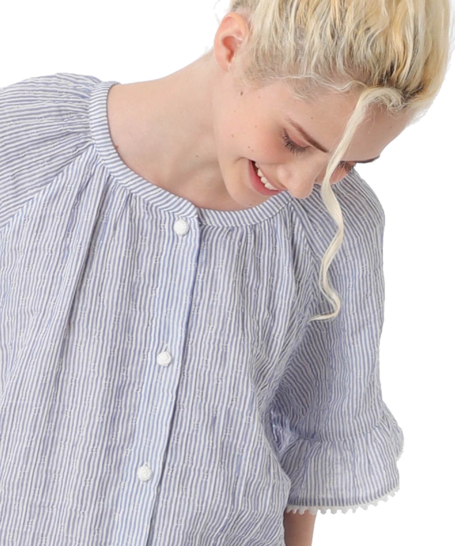 シャーリングガーゼ表ジャカードワンピース_パジャマ&ルームウェア-ワンピース・ネグリジェ_ブルー_2