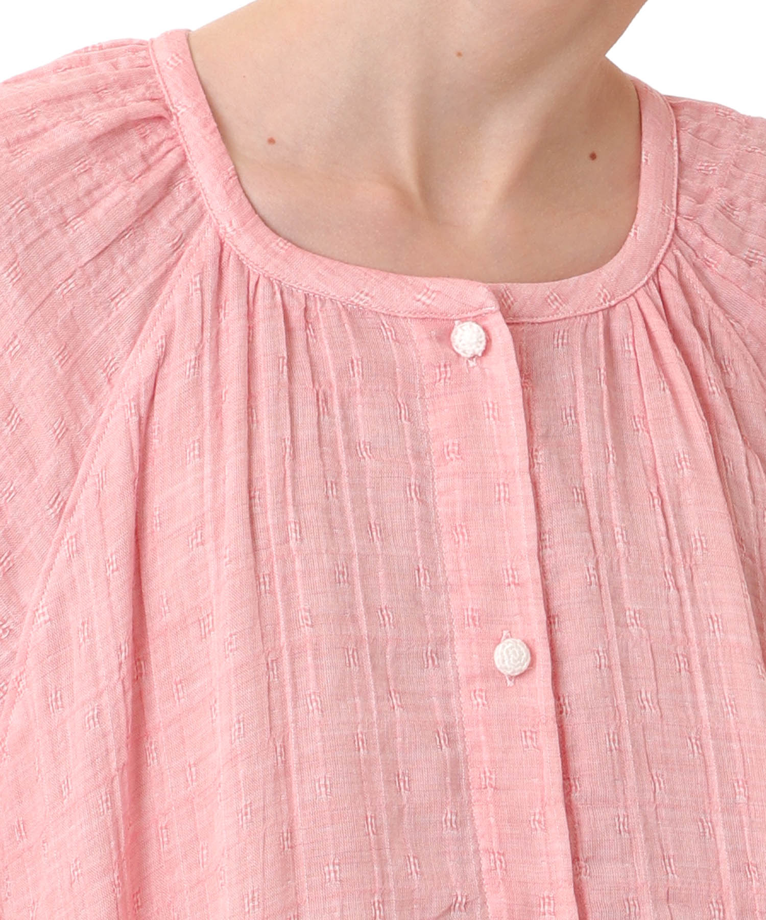 シャーリングガーゼ表ジャカードワンピース_パジャマ&ルームウェア-ワンピース・ネグリジェ_ピンク_3