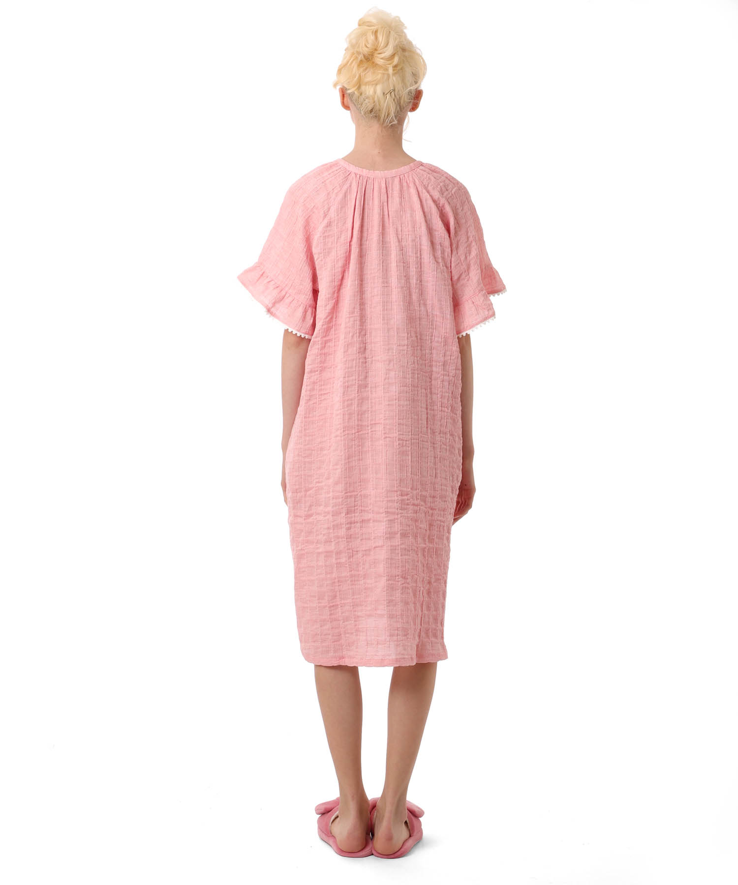 シャーリングガーゼ表ジャカードワンピース_パジャマ&ルームウェア-ワンピース・ネグリジェ_ピンク_7