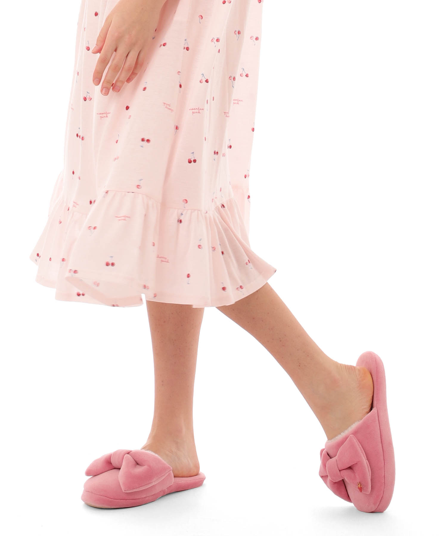 綿テンセルチェリーワンピース_パジャマ&ルームウェア-ワンピース・ネグリジェ_ピンク_4