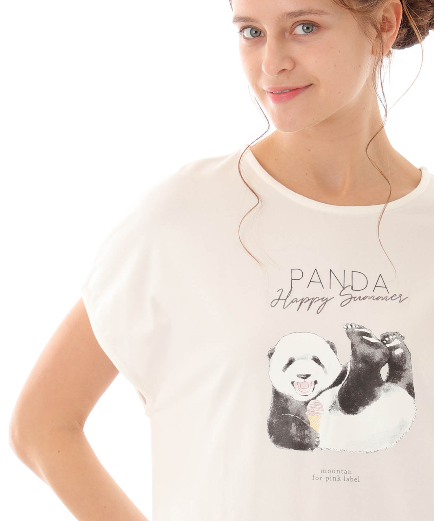 コットンベア天竺パンダワンピース_パジャマ&ルームウェア-ワンピース・ネグリジェ_ホワイト_3