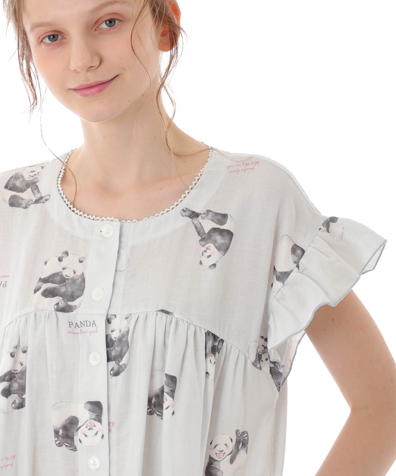 ダブルガーゼパンダワンピース_パジャマ&ルームウェア-ワンピース・ネグリジェ_ブルー_2