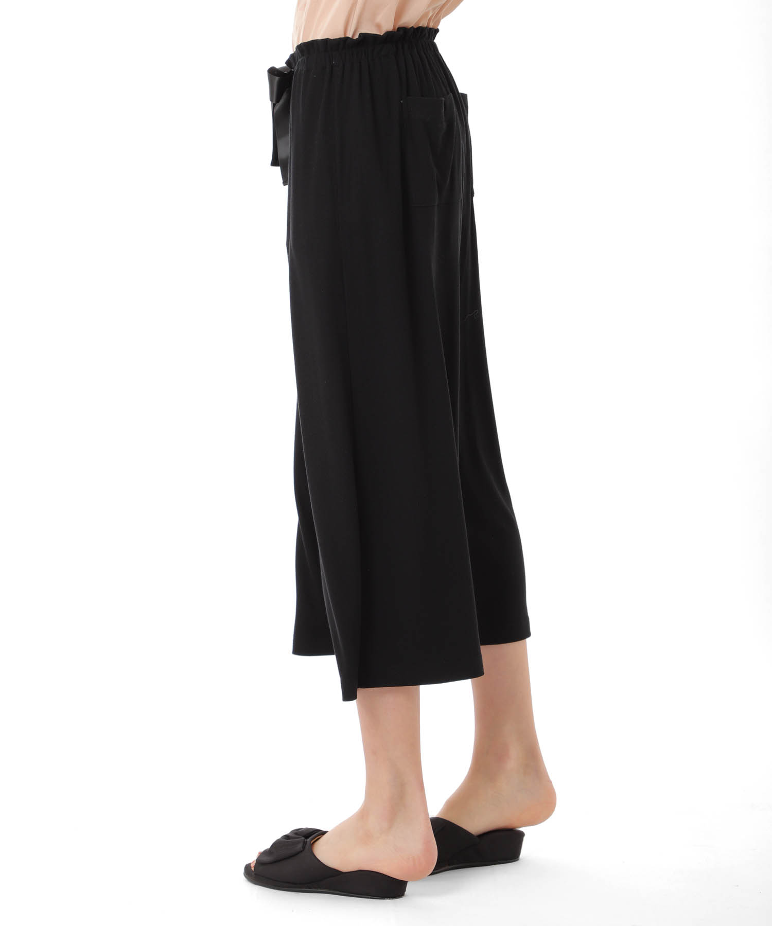 接触冷感リブニットパンツ_パジャマ&ルームウェア-ボトムス_ブラック_3