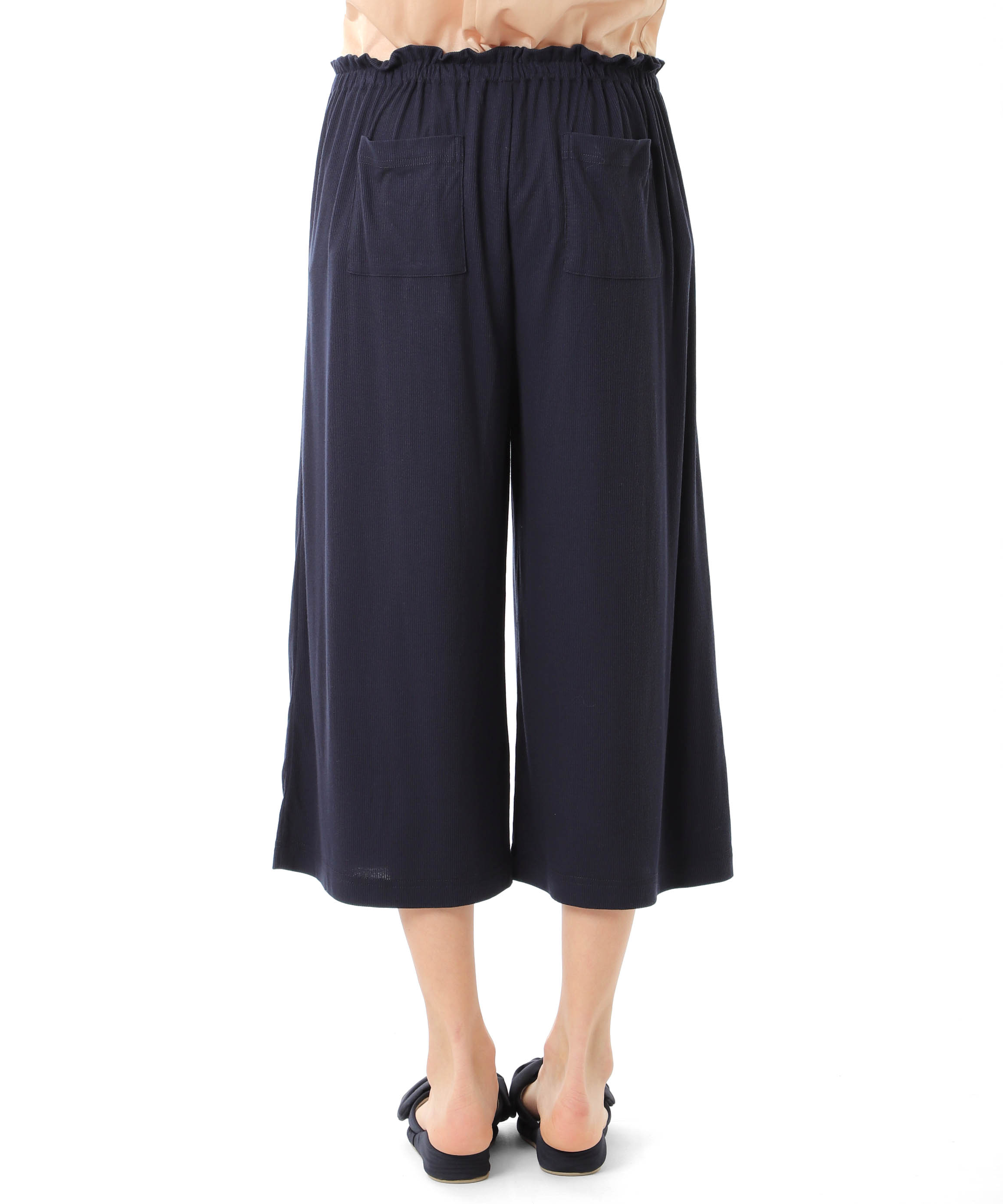 接触冷感リブニットパンツ_パジャマ&ルームウェア-ボトムス_ネイビー_5