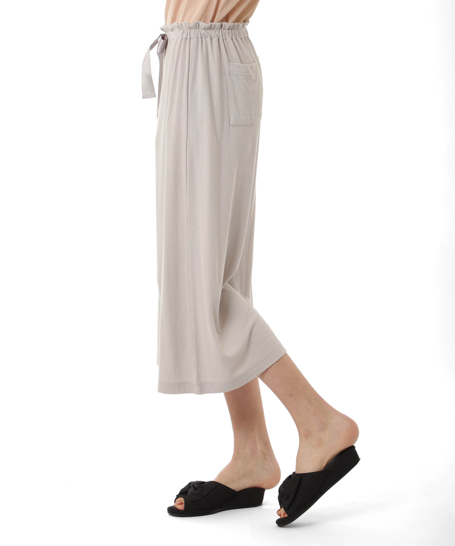 接触冷感リブニットパンツ_パジャマ&ルームウェア-ボトムス_グレー_2