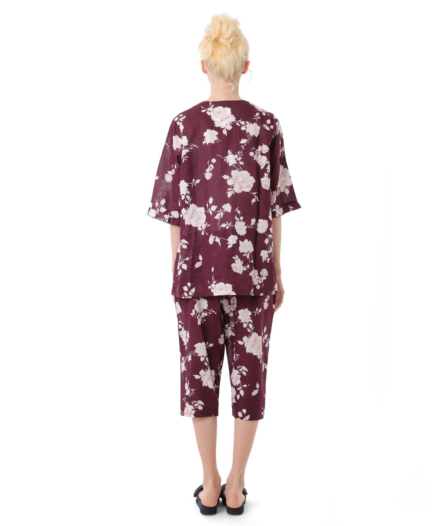 モノトーンローズセットアップ_パジャマ&ルームウェア-セットアップ_ボルドー_7