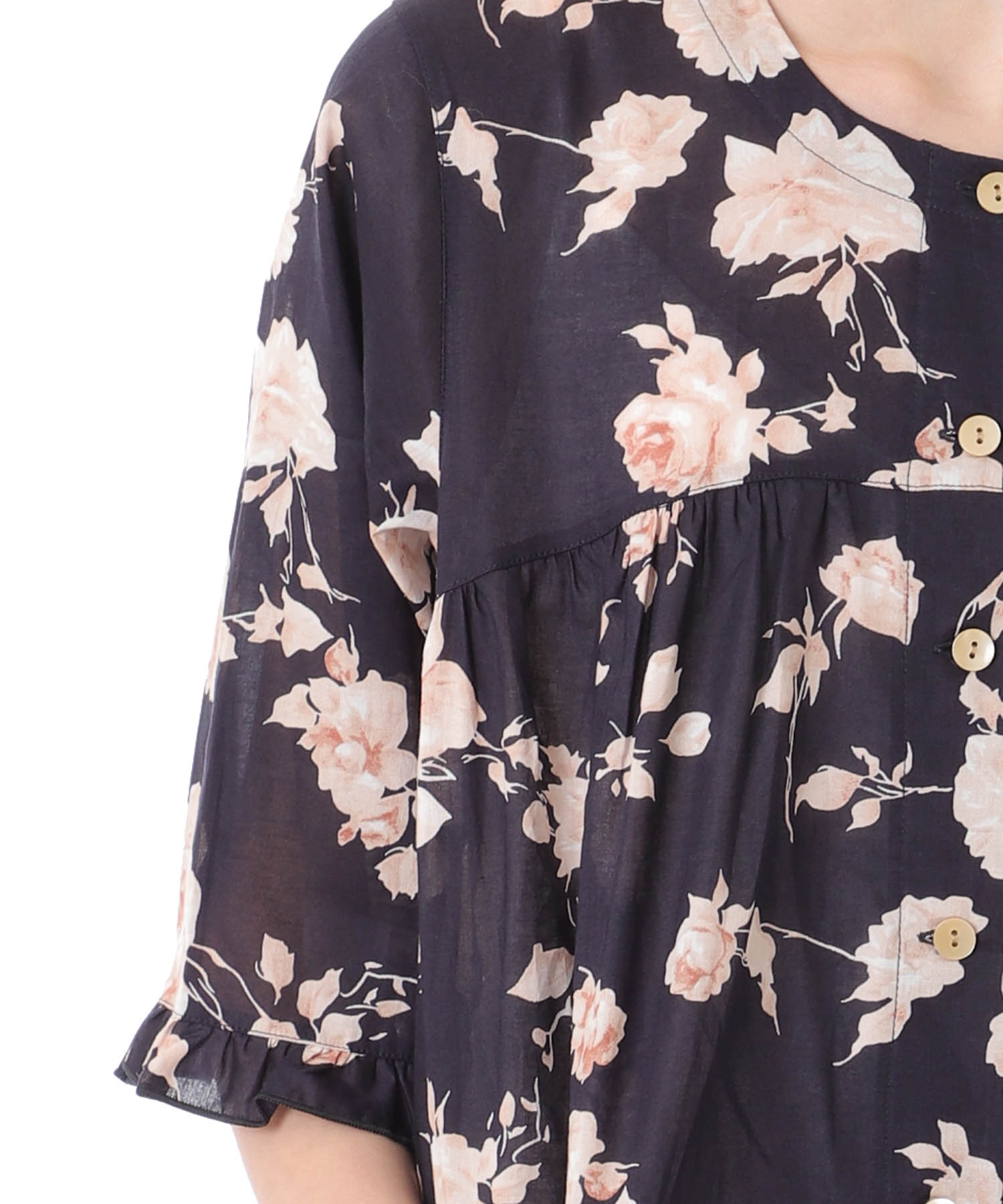 モノトーンローズセットアップ_パジャマ&ルームウェア-セットアップ_ネイビー_3