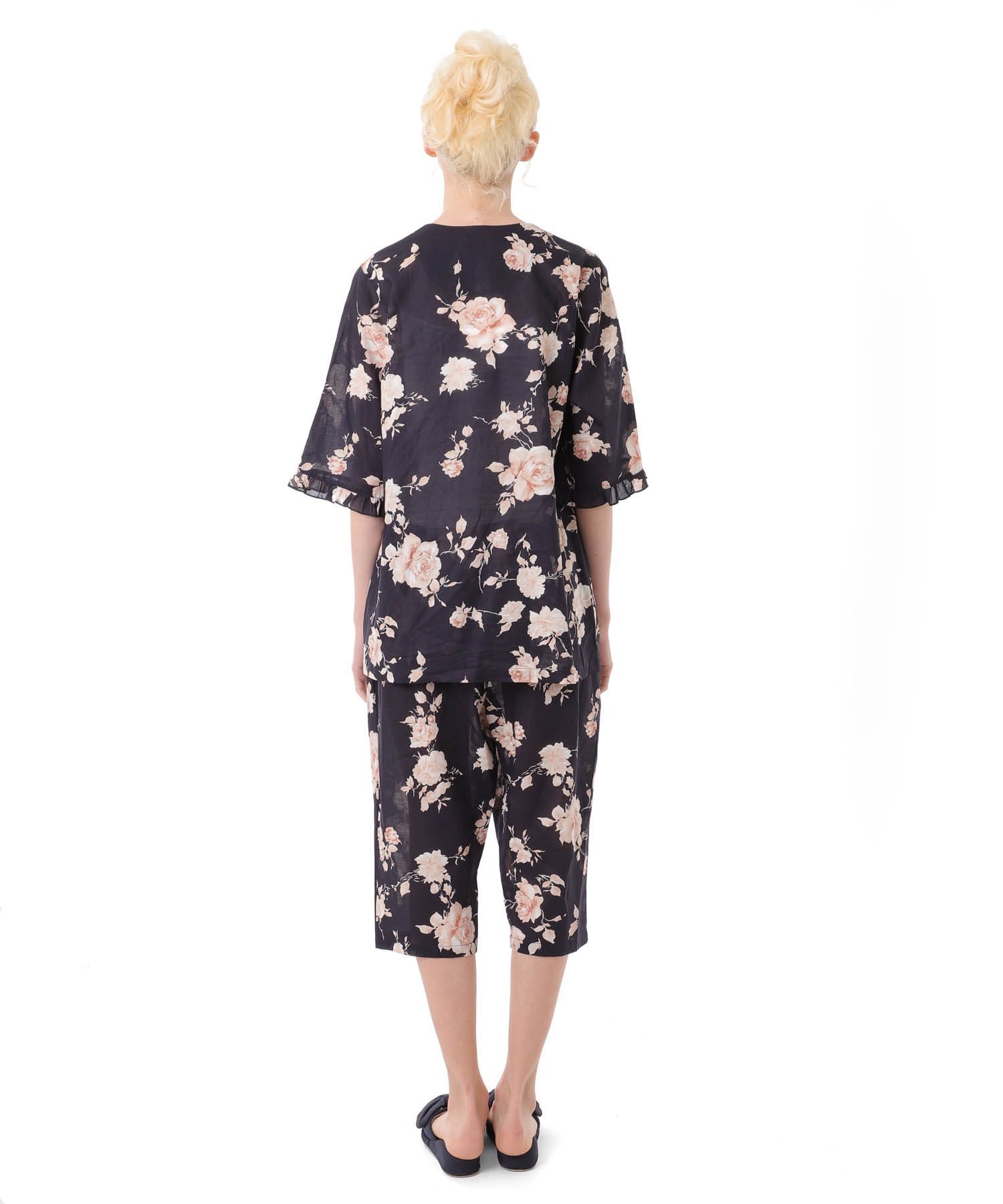 モノトーンローズセットアップ_パジャマ&ルームウェア-セットアップ_ネイビー_6