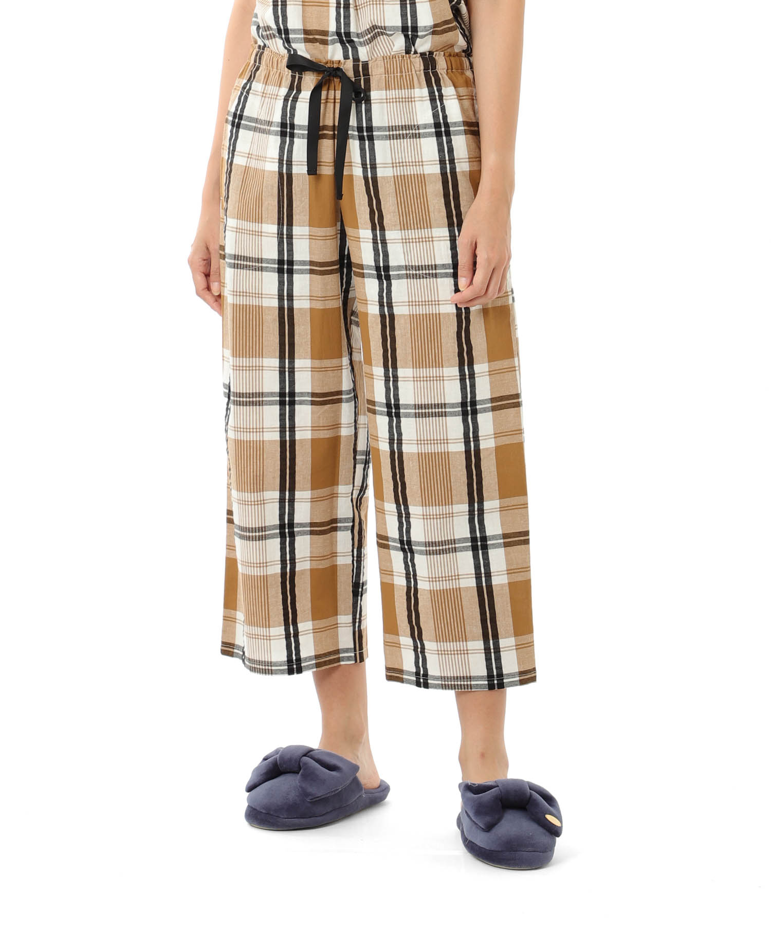 変わり織りサッカーチェックフリル_パジャマ&ルームウェア-セットアップ_ブラウン_9