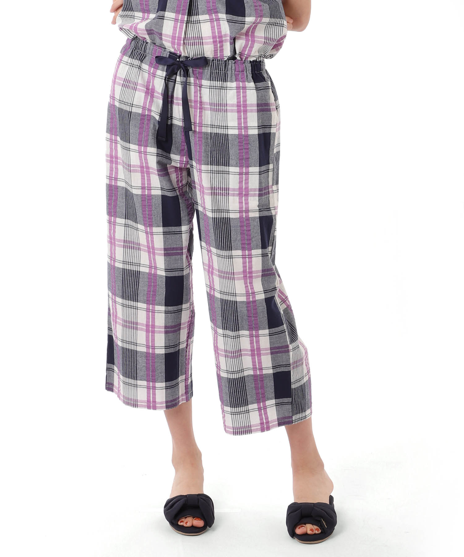 変わり織りサッカーチェックフリル_パジャマ&ルームウェア-セットアップ_ネイビー_7