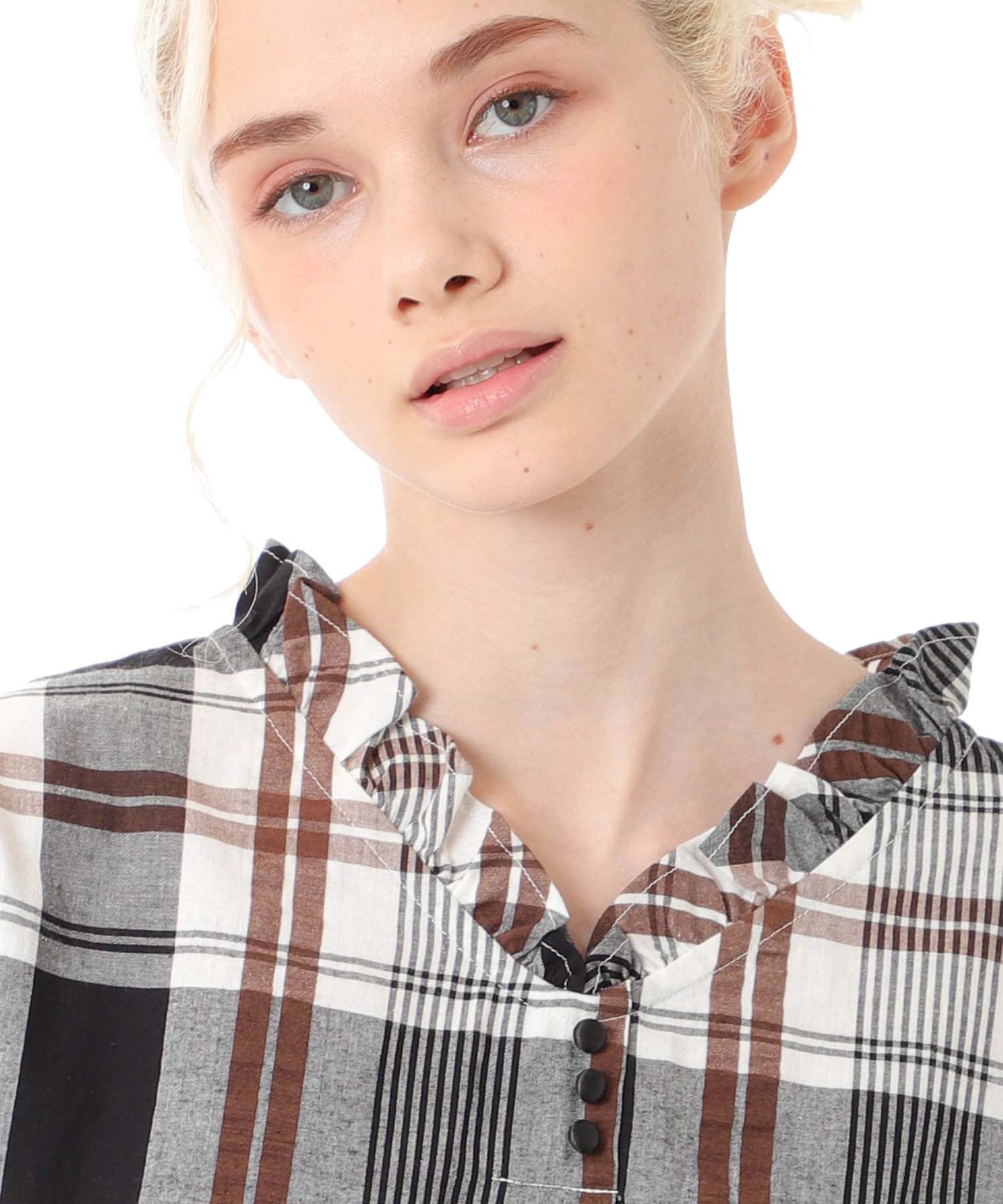 変わり織りサッカーチェックフリル_パジャマ&ルームウェア-セットアップ_ブラック_6