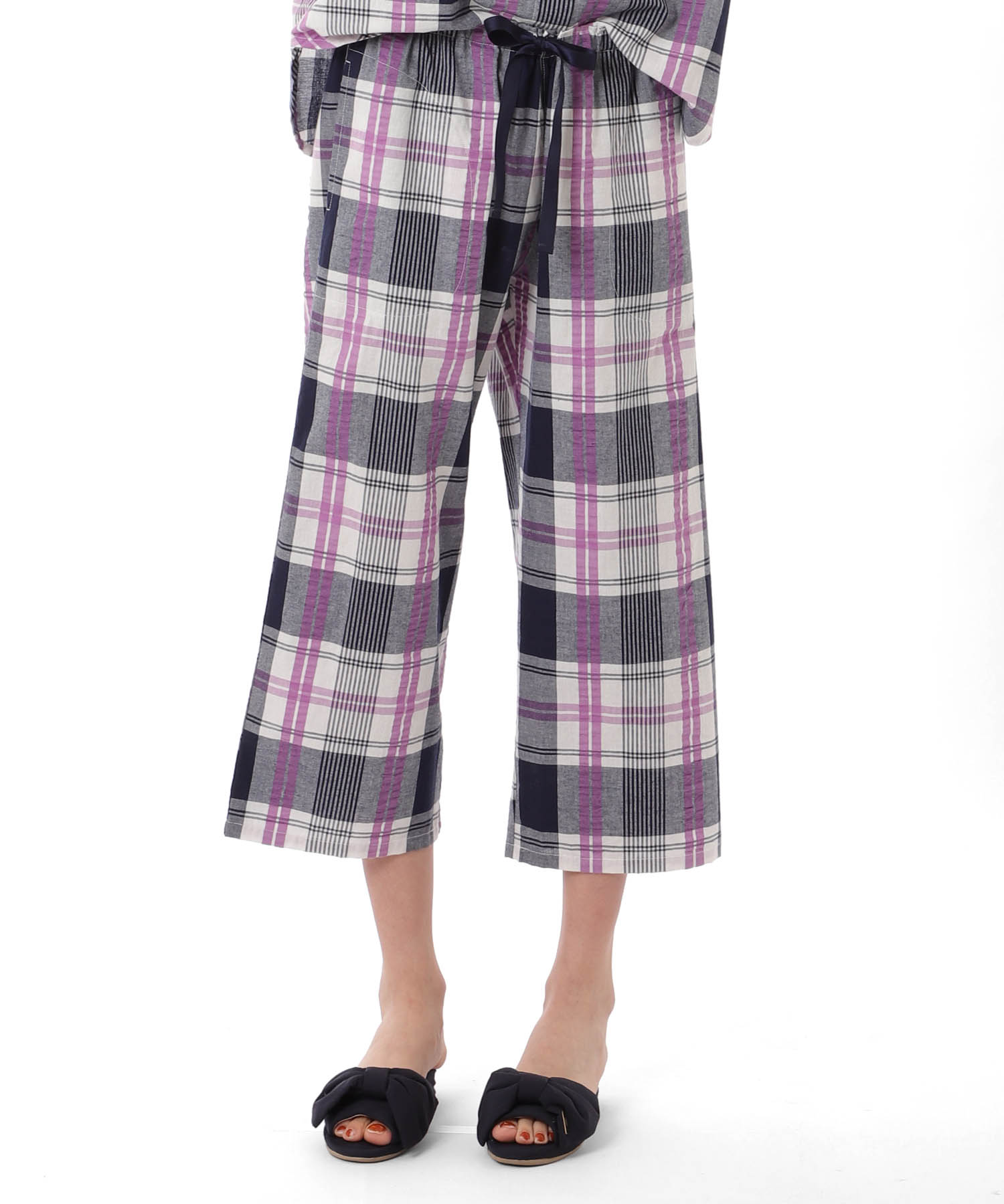 変わり織りサッカーチェックセットアップ_パジャマ&ルームウェア-セットアップ_ネイビー_5