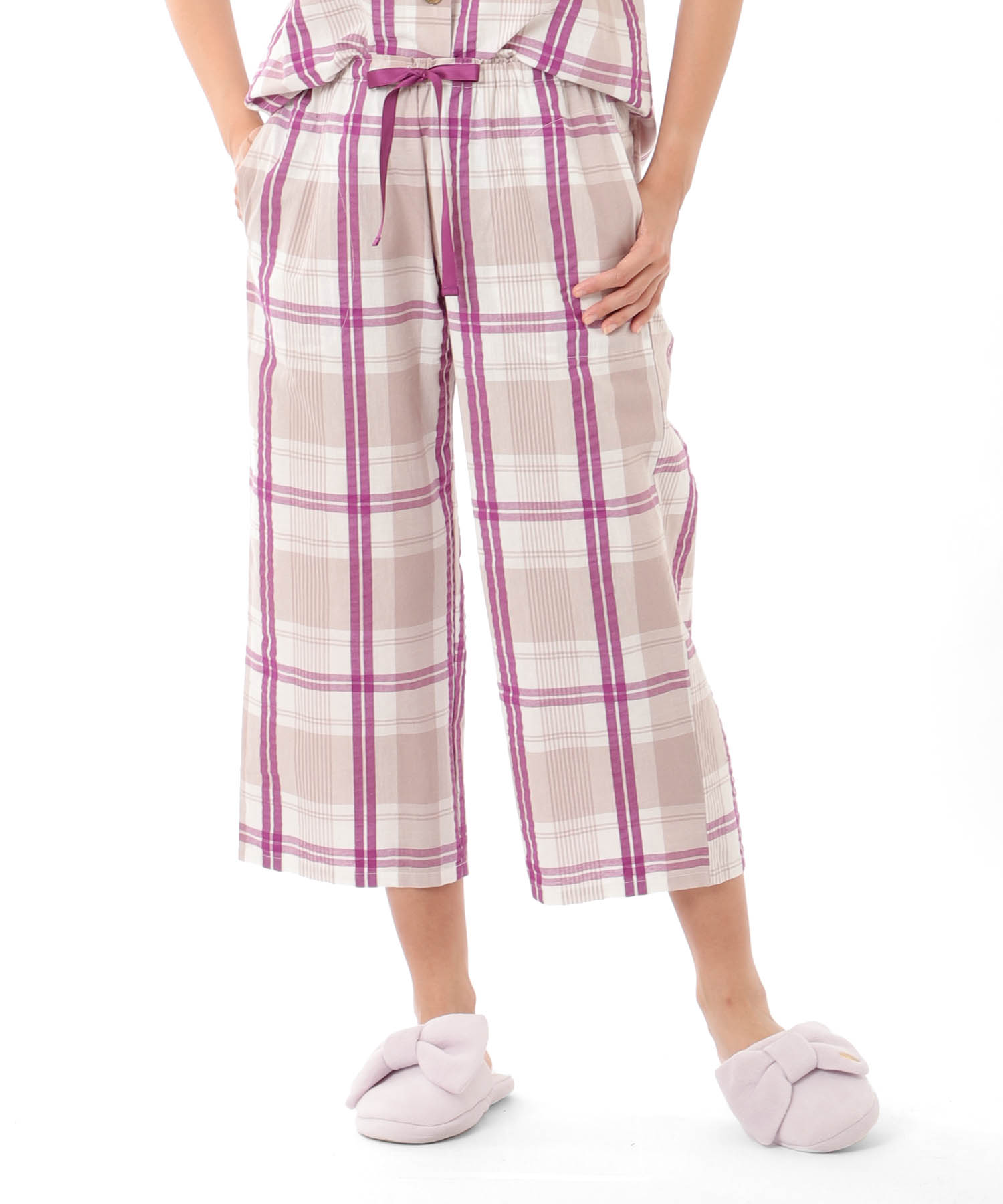 変わり織りサッカーチェックセットアップ_パジャマ&ルームウェア-セットアップ_パープル_7