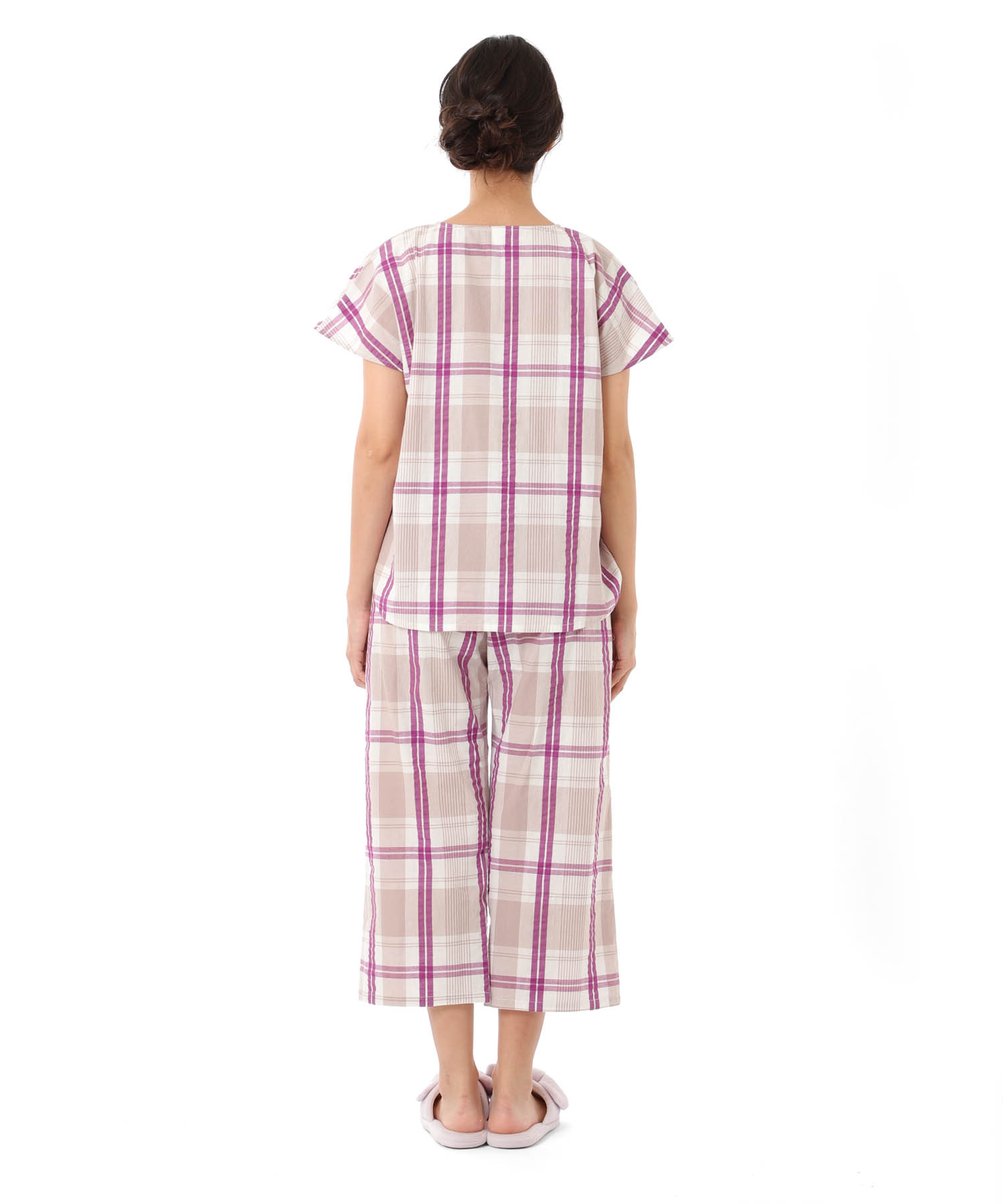 変わり織りサッカーチェックセットアップ_パジャマ&ルームウェア-セットアップ_パープル_8