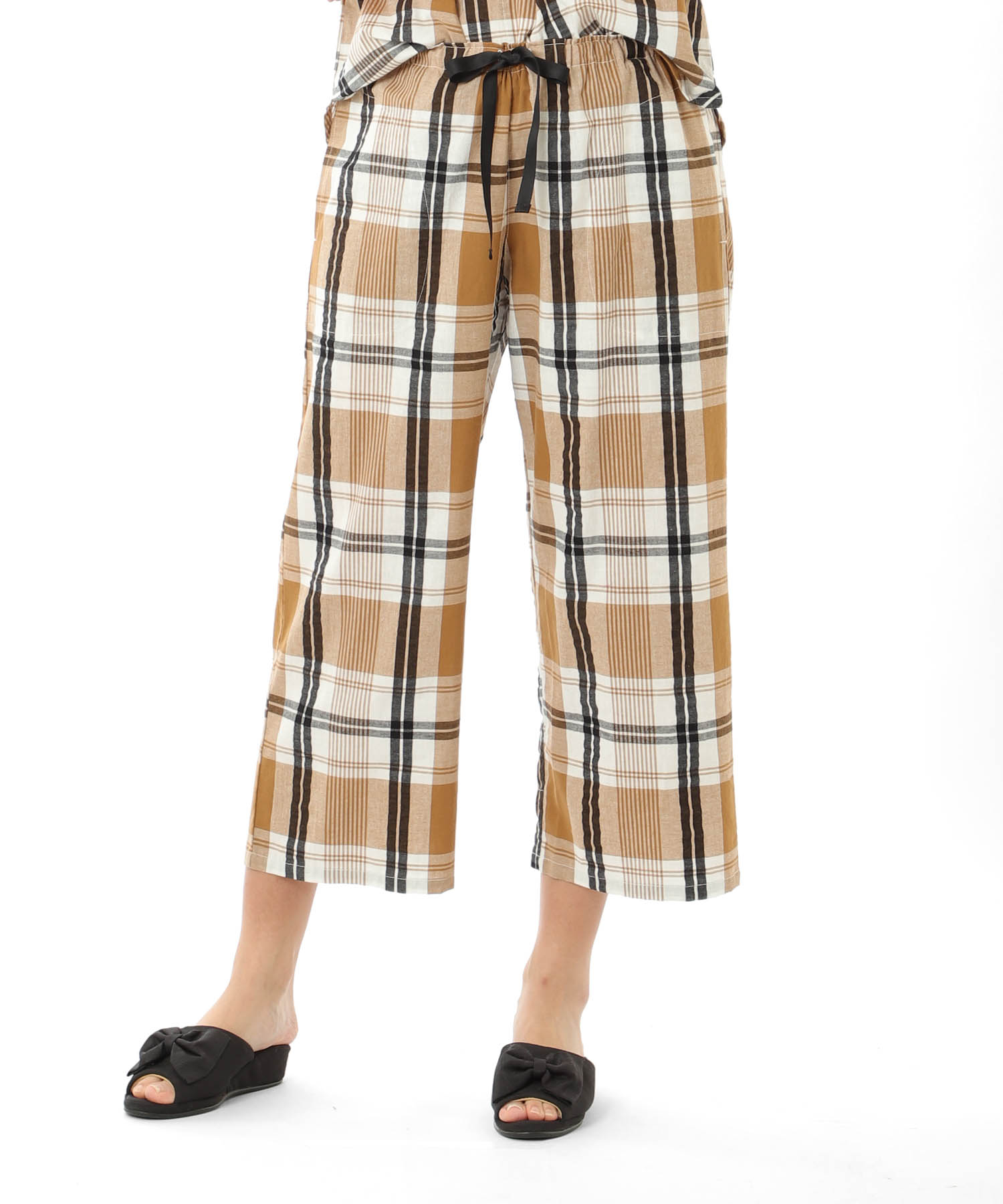 変わり織りサッカーチェックセットアップ_パジャマ&ルームウェア-セットアップ_ブラウン_6