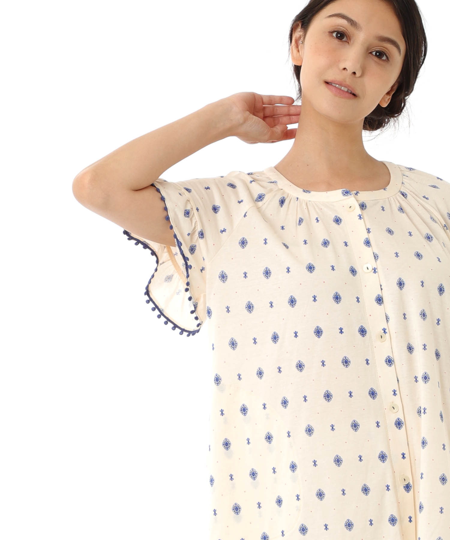 綿テンセル プティークレストセットアップ_パジャマ&ルームウェア-セットアップ_ホワイト_2