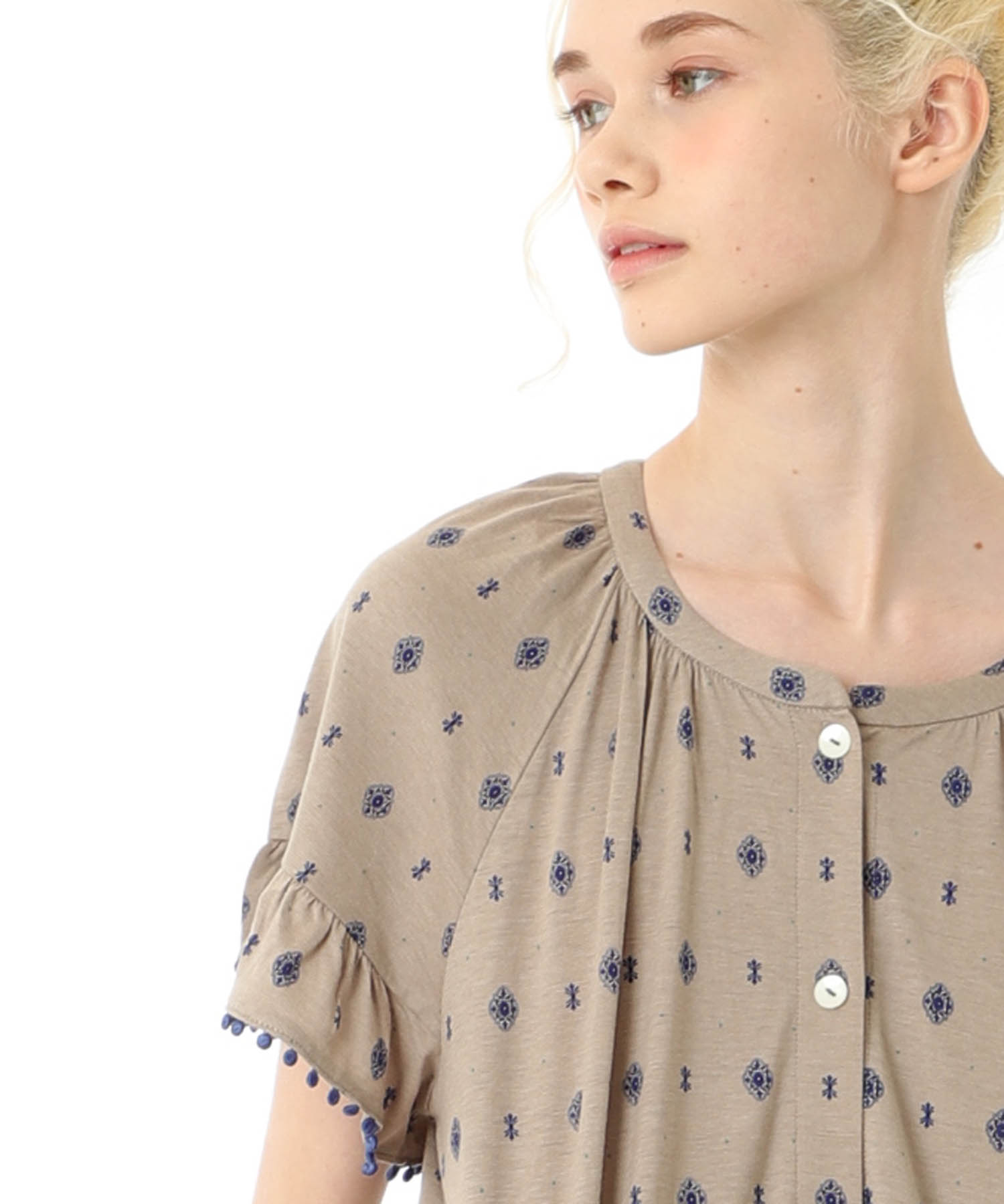 綿テンセル プティークレストセットアップ_パジャマ&ルームウェア-セットアップ_ブラウン_1