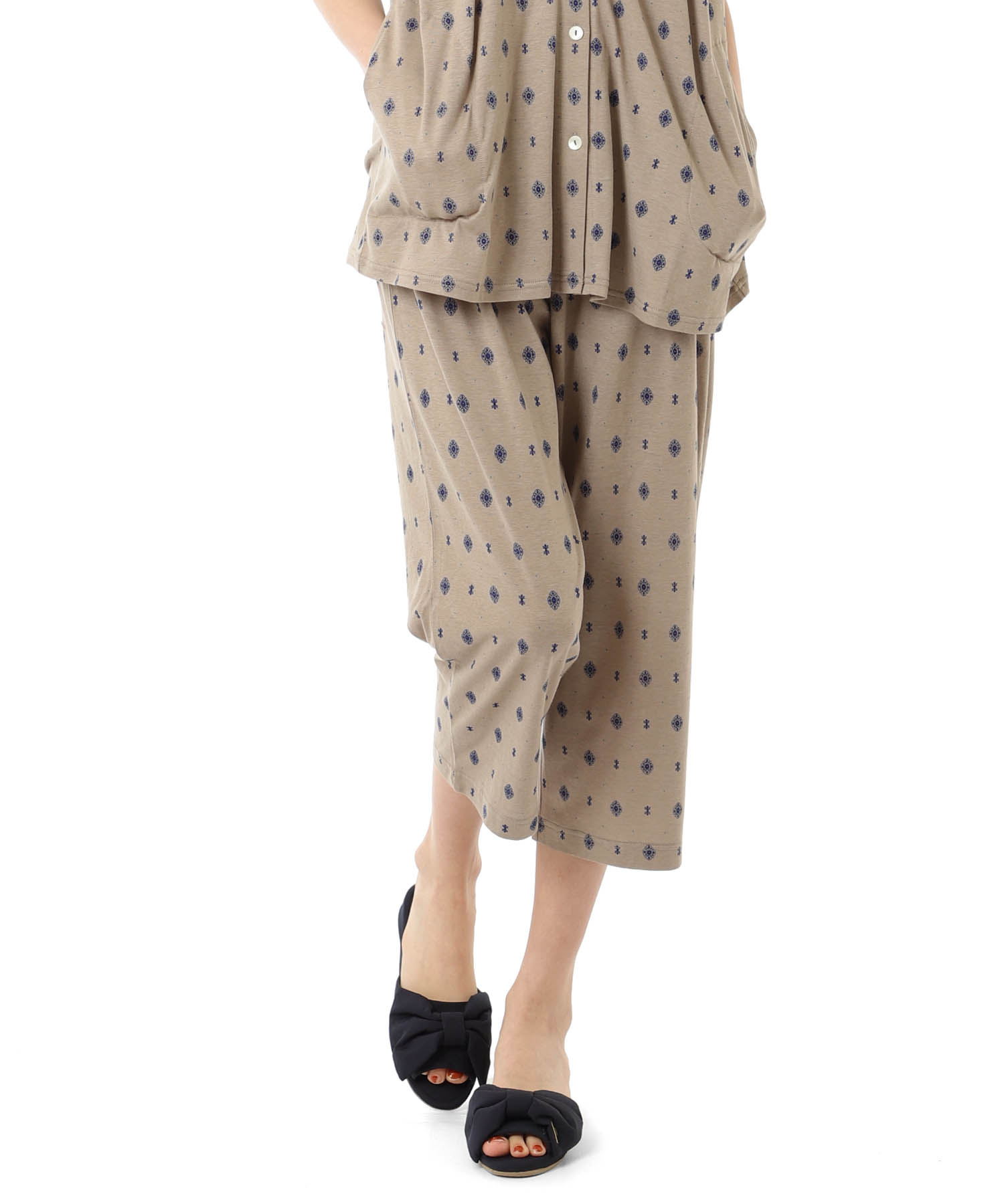 綿テンセル プティークレストセットアップ_パジャマ&ルームウェア-セットアップ_ブラウン_4