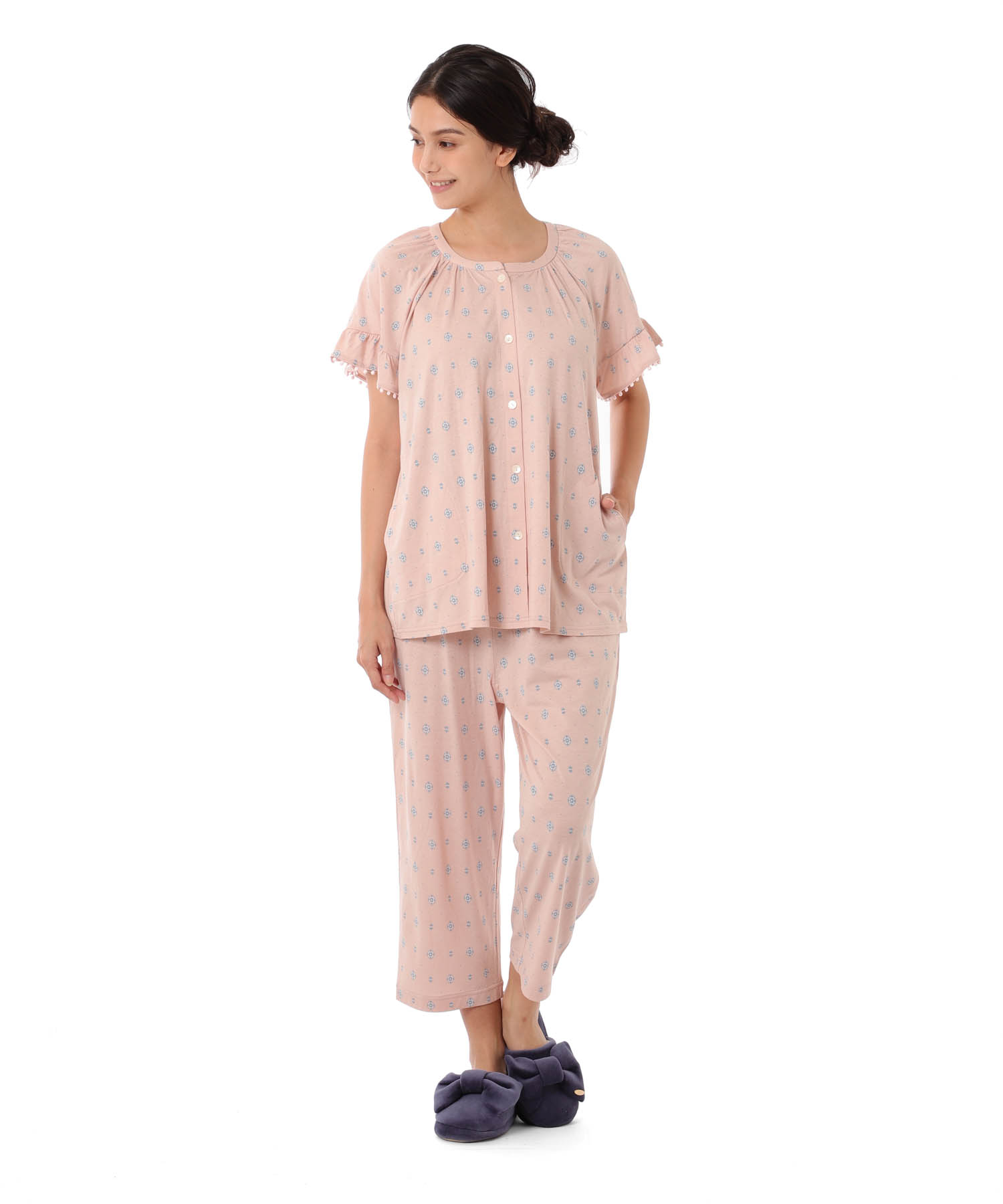 綿テンセル プティークレストセットアップ_パジャマ&ルームウェア-セットアップ_ピンク_0