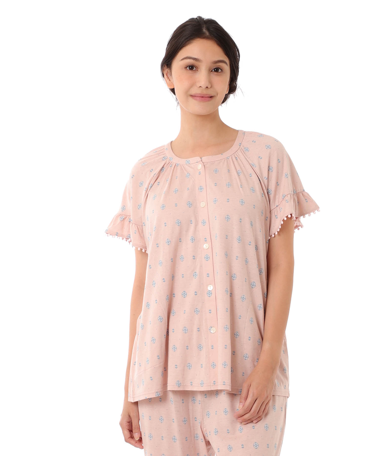 綿テンセル プティークレストセットアップ_パジャマ&ルームウェア-セットアップ_ピンク_1
