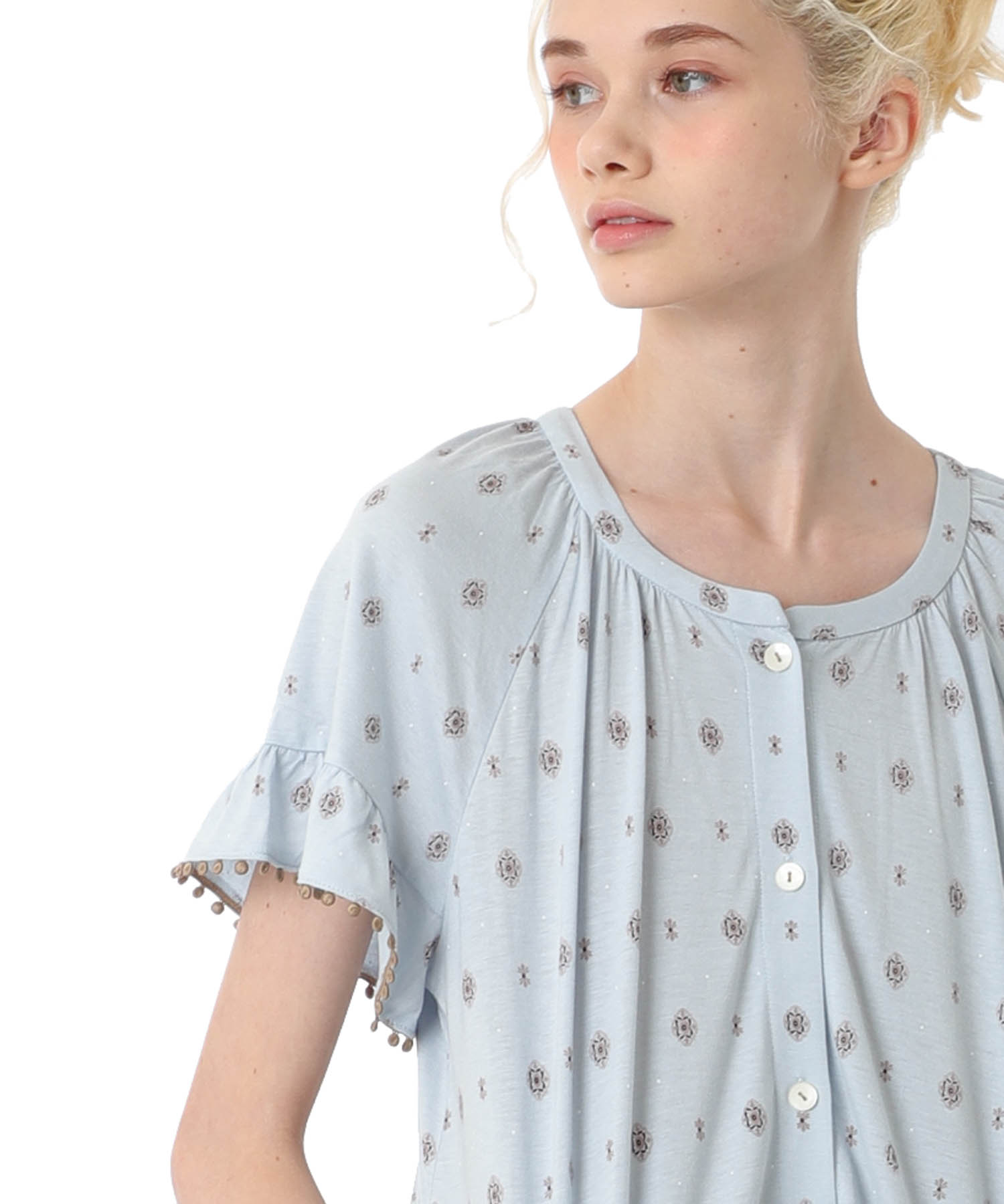 綿テンセル プティークレストセットアップ_パジャマ&ルームウェア-セットアップ_ブルー_2