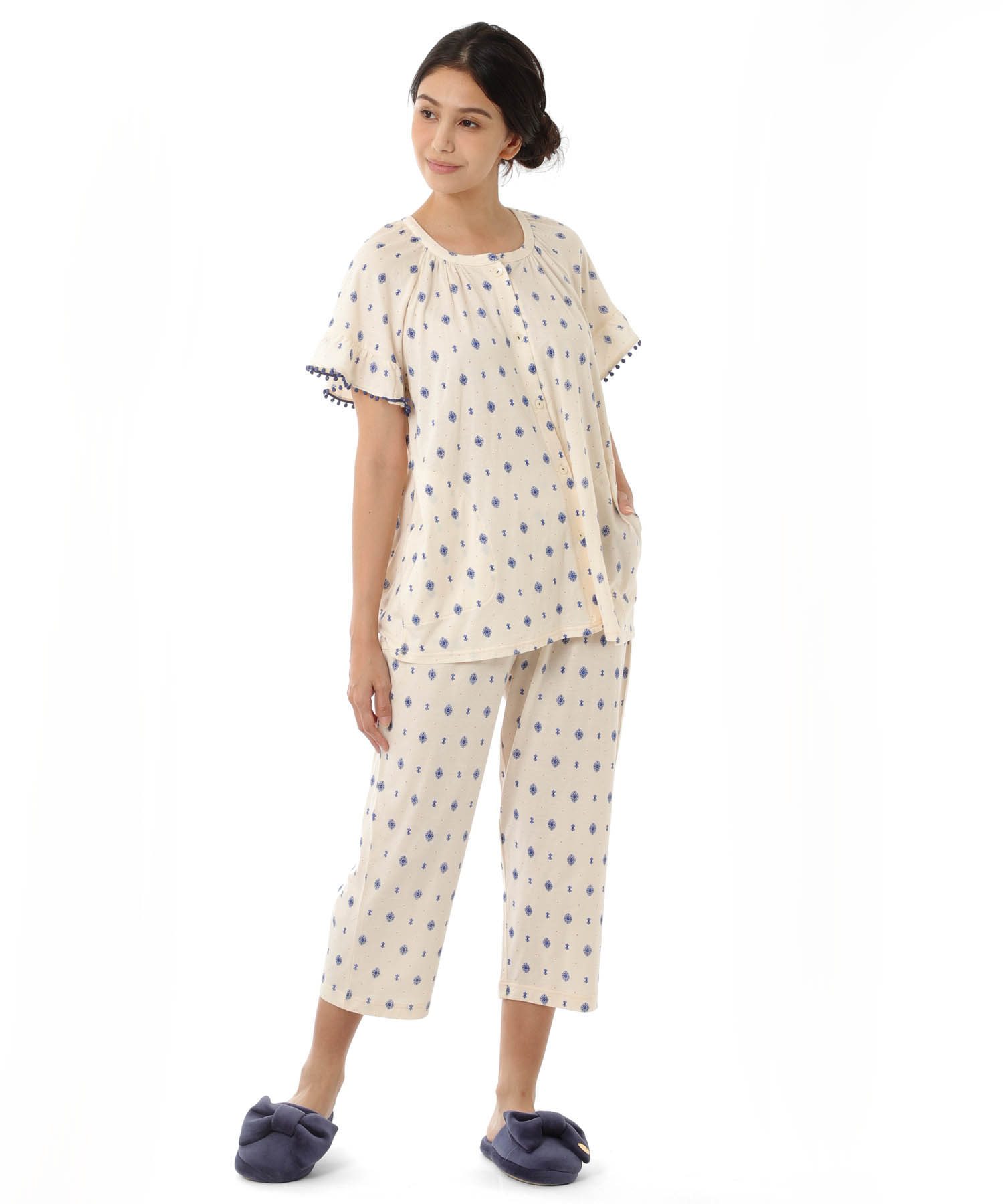 綿テンセル プティークレストセットアップ_パジャマ&ルームウェア-セットアップ_ホワイト_1