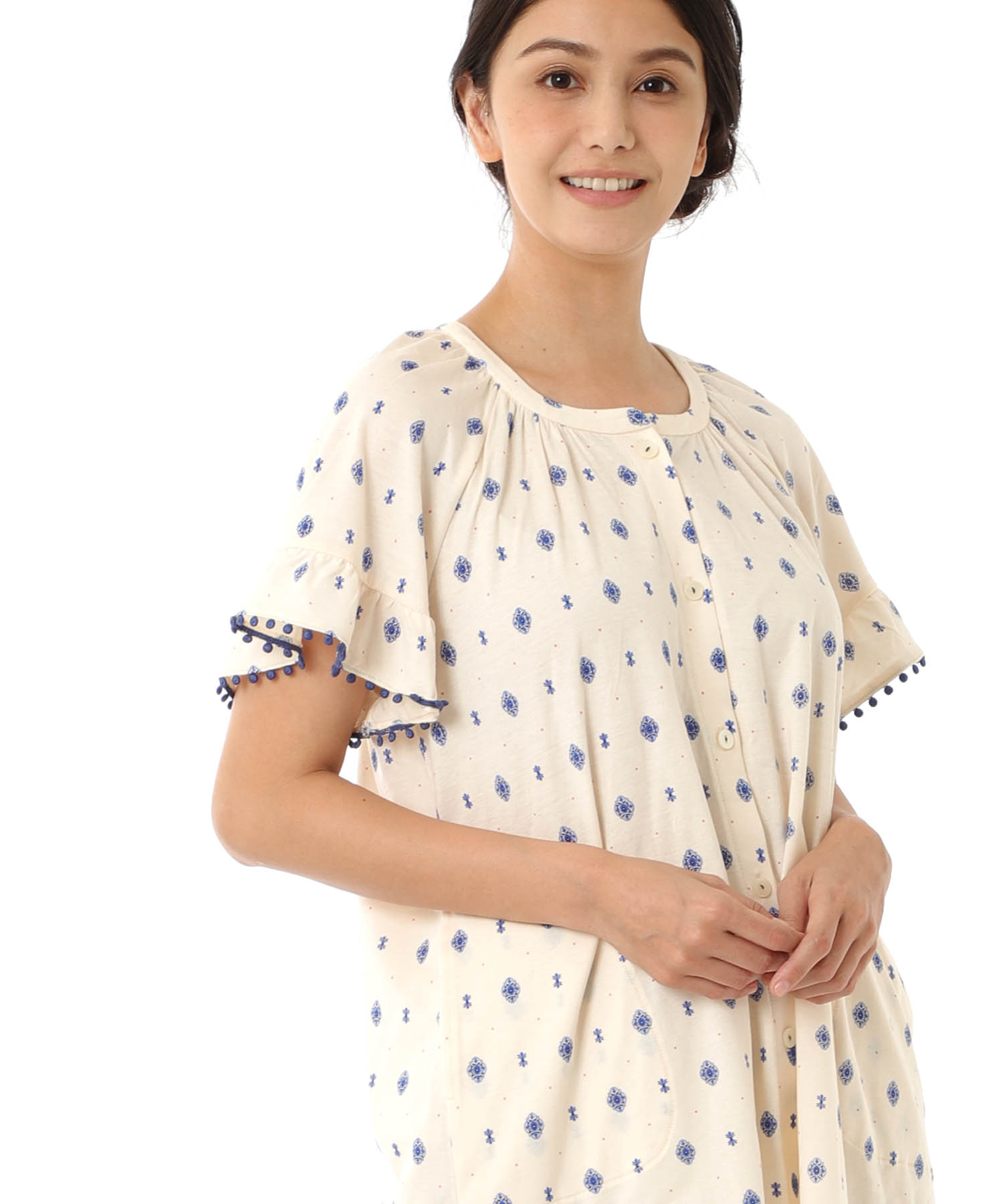 綿テンセル プティークレストセットアップ_パジャマ&ルームウェア-セットアップ_ホワイト_0