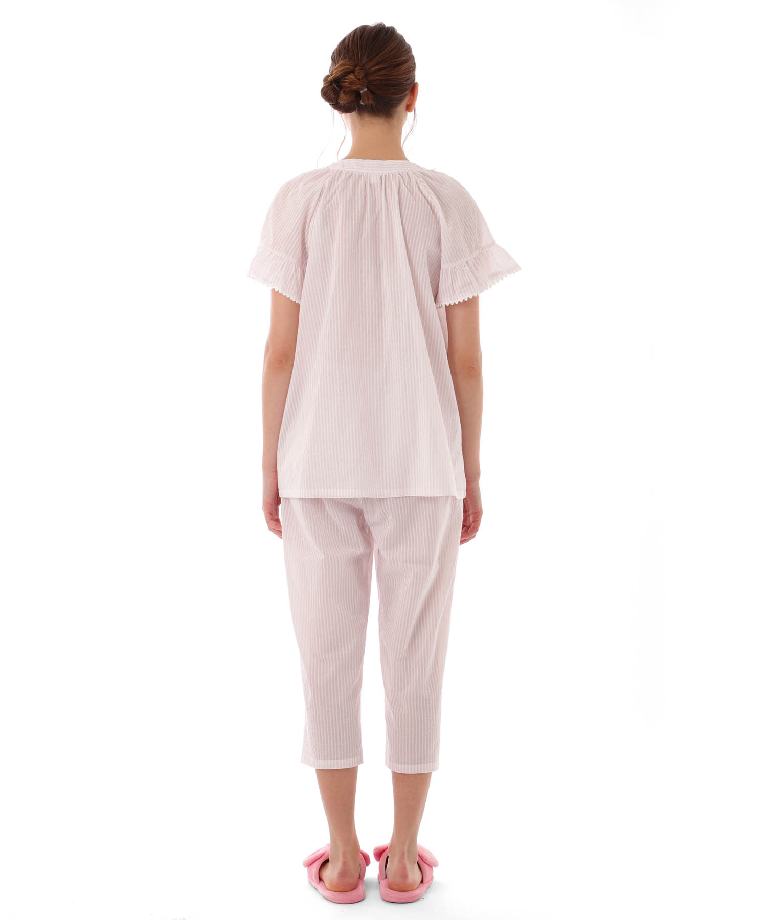 サッカーストライプレースフラワー_パジャマ&ルームウェア-セットアップ_ピンク_5