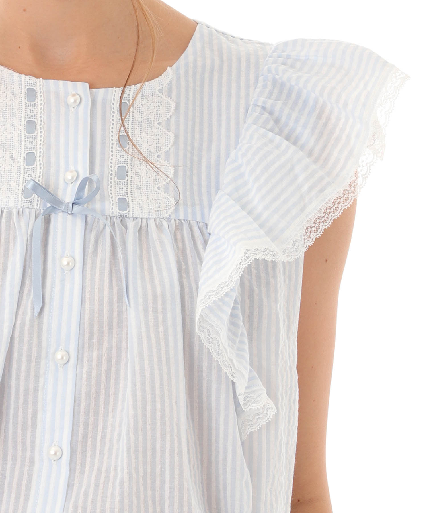 サッカーストライプフェミナム_パジャマ&ルームウェア-セットアップ_ブルー_4