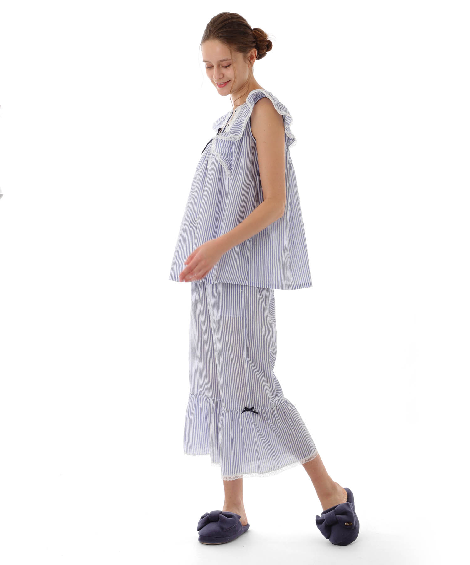 サッカーストライプフェミナム_パジャマ&ルームウェア-セットアップ_ネイビー_2