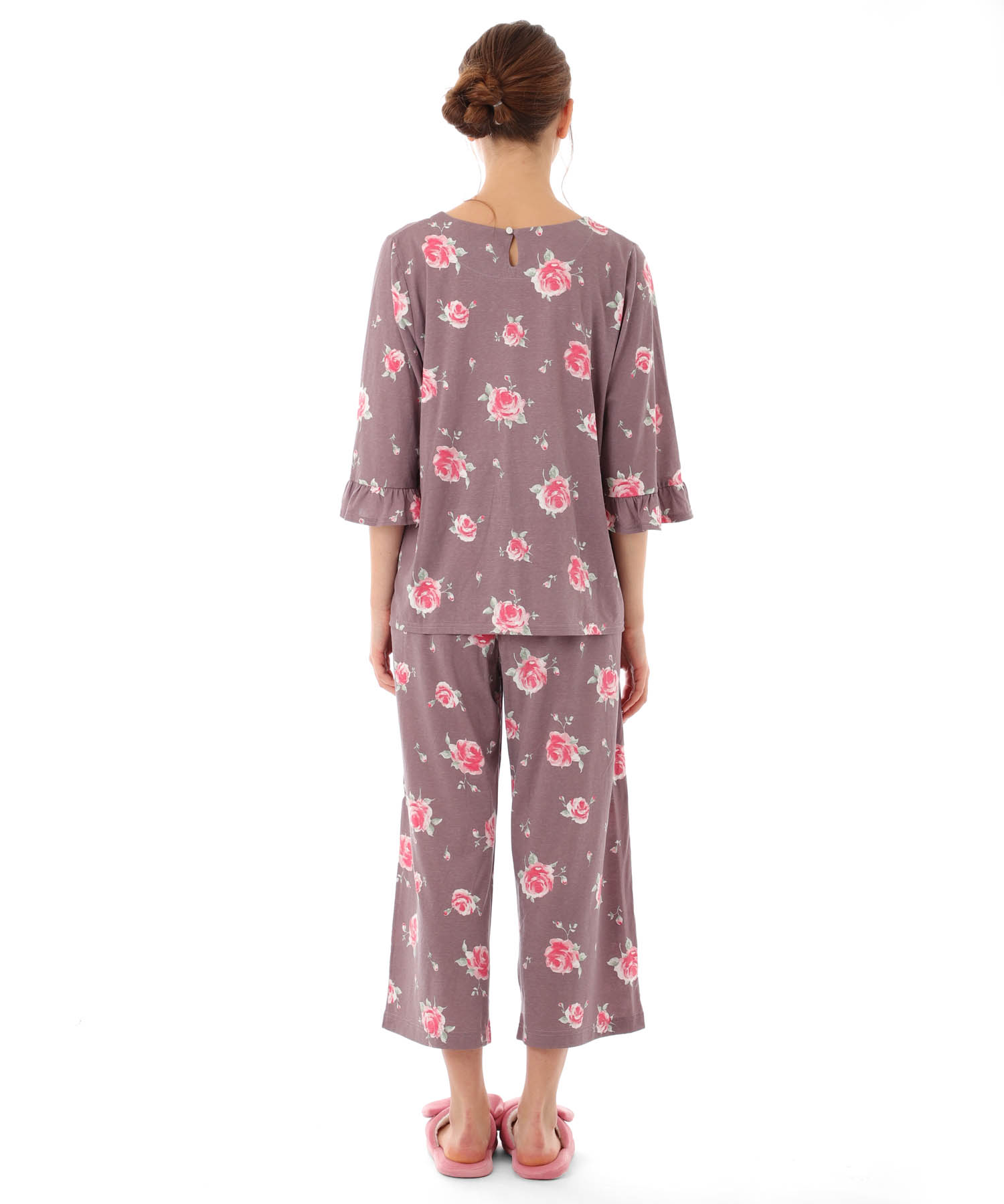 綿テンセルロージーローズセットアップ_パジャマ&ルームウェア-セットアップ_ブラウン_10