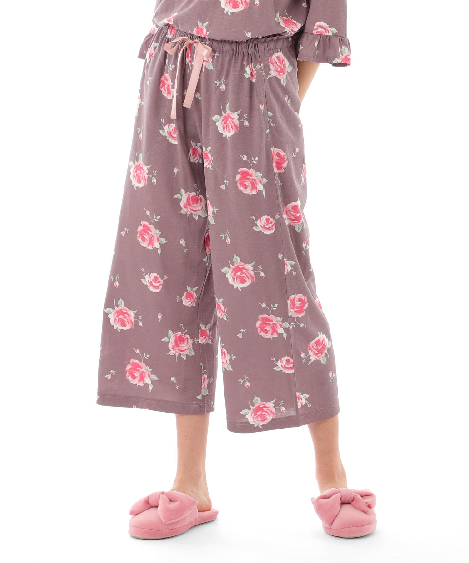 綿テンセルロージーローズセットアップ_パジャマ&ルームウェア-セットアップ_ブラウン_9