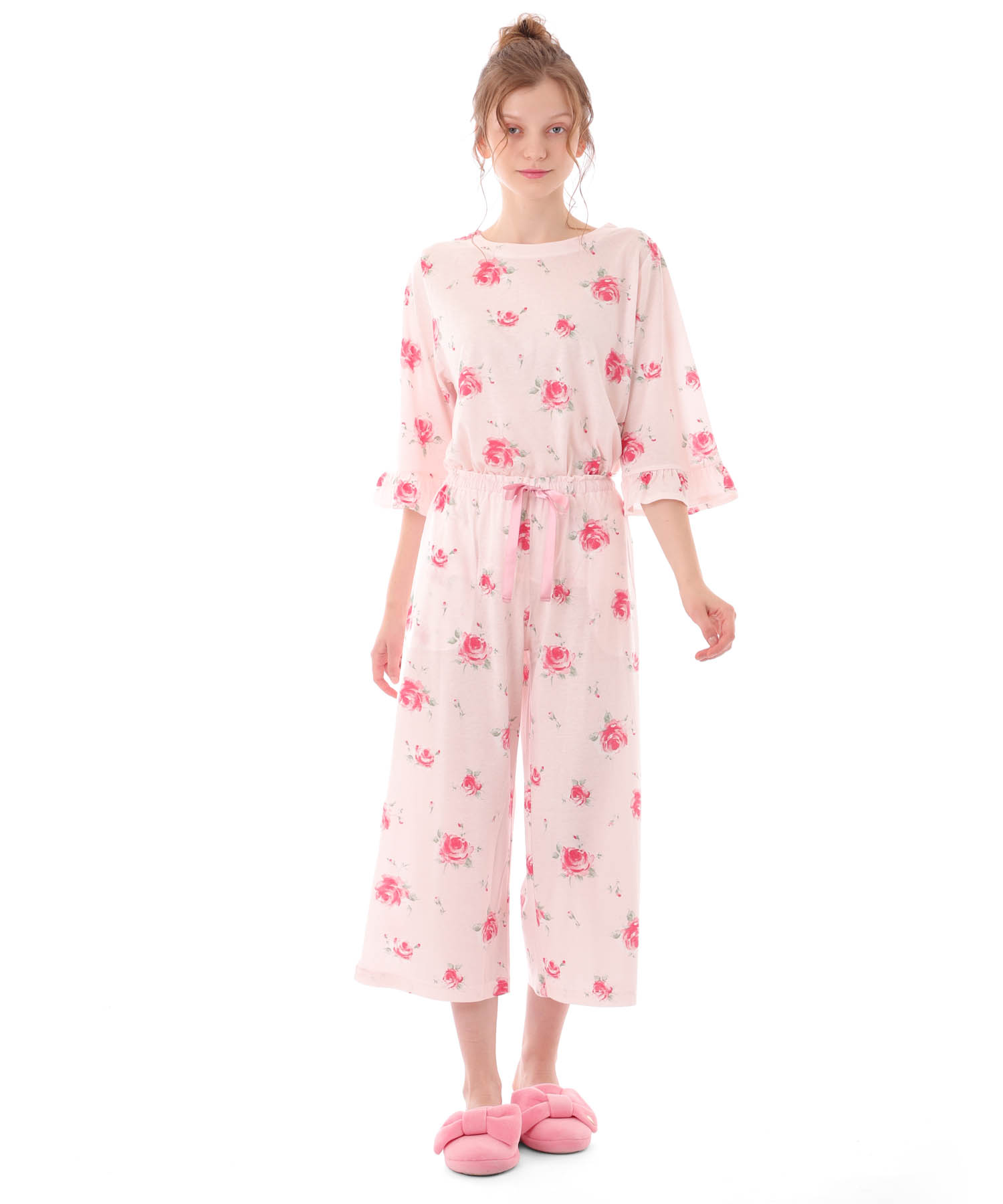 綿テンセルロージーローズセットアップ_パジャマ&ルームウェア-セットアップ_ピンク_1