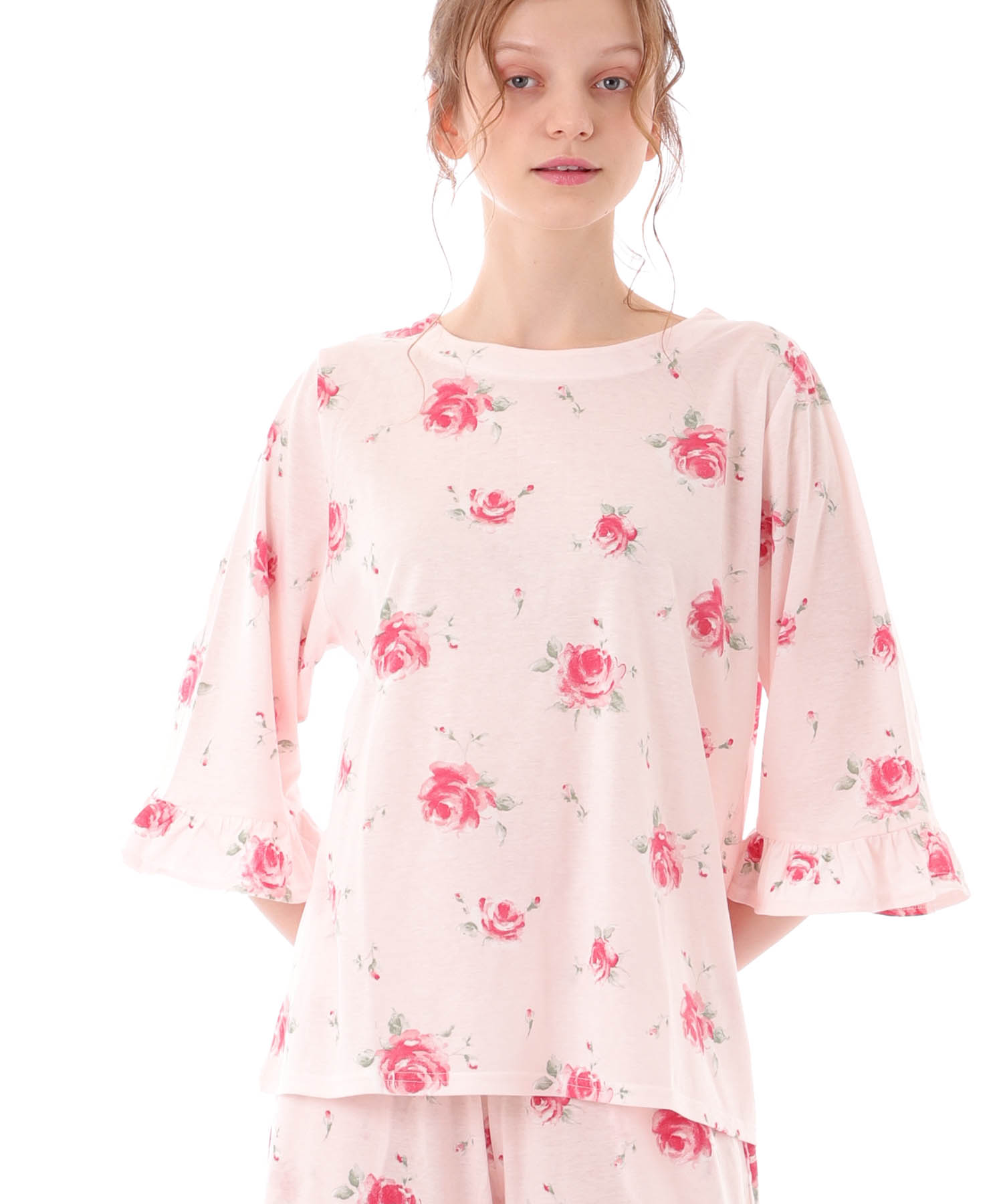 綿テンセルロージーローズセットアップ_パジャマ&ルームウェア-セットアップ_ピンク_2