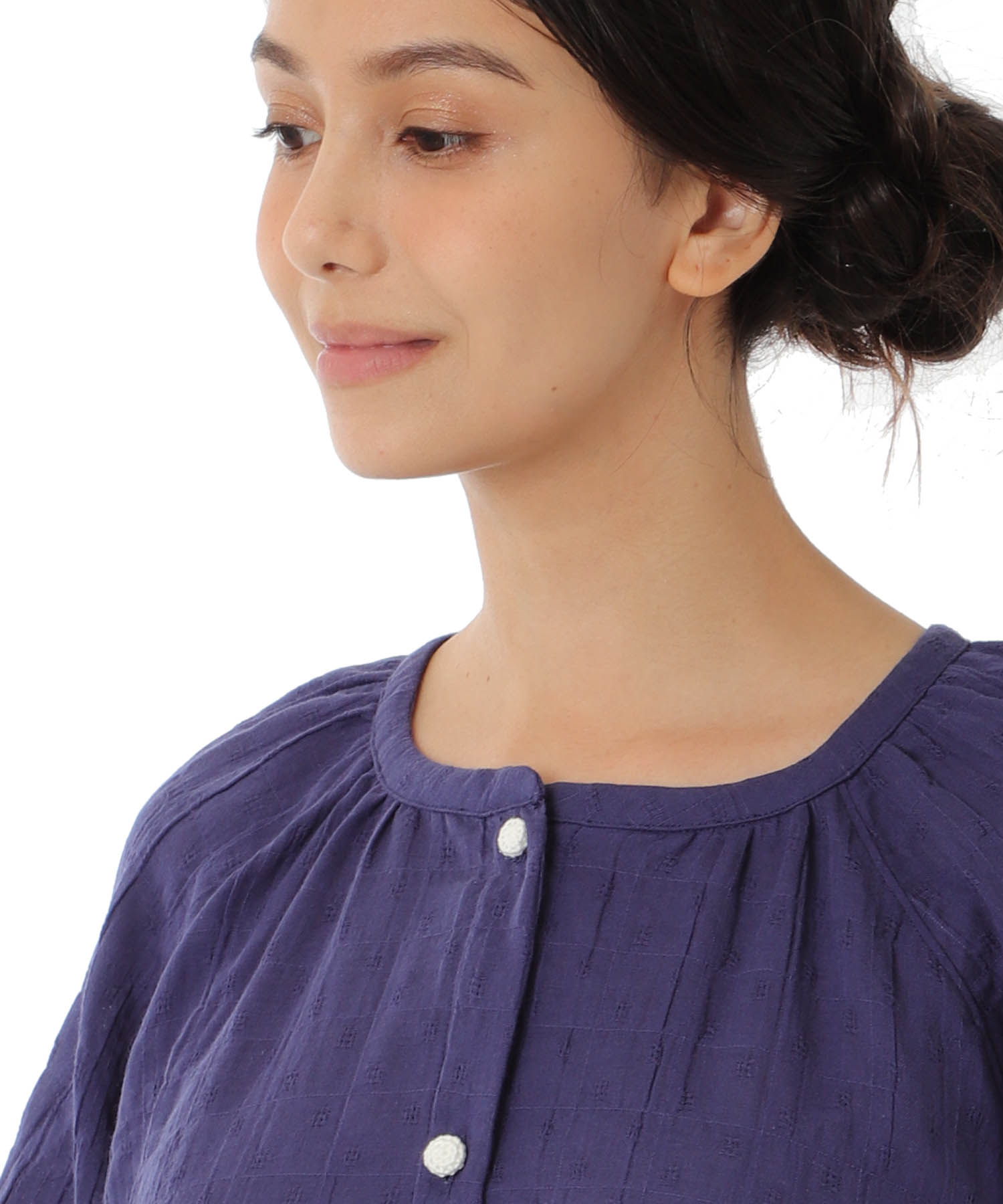 シャーリングガーゼ表ジャカード_パジャマ&ルームウェア-セットアップ_ネイビー_3